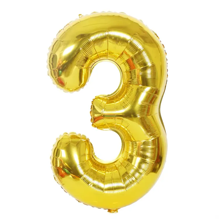 Forpus Kids - Altın 3 Rakam Balonu 100 cm (40”)