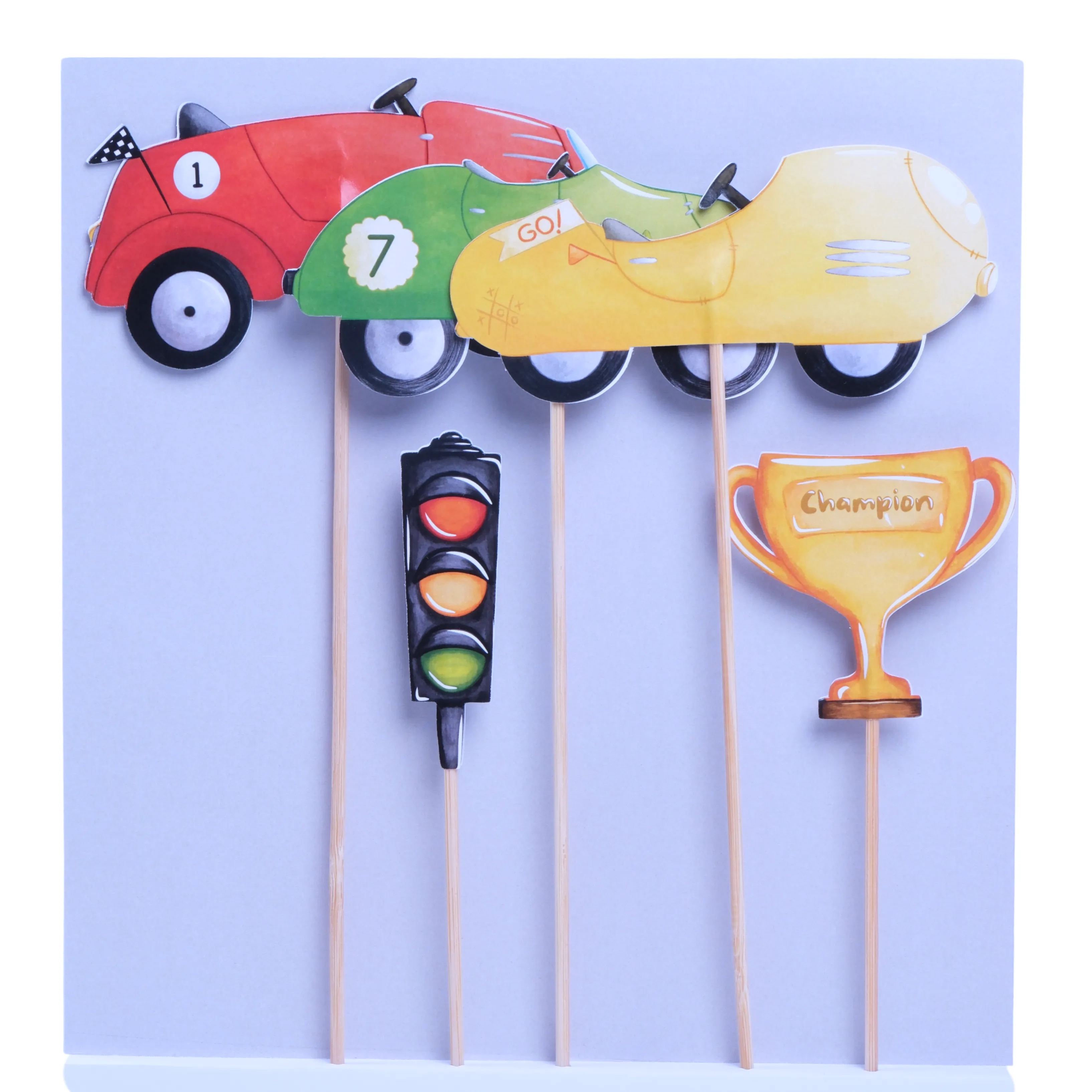 Arabalar Pasta Süsü Trafik Lambası ve Kupa - Cars Cake Topper Traffic Light and Cup