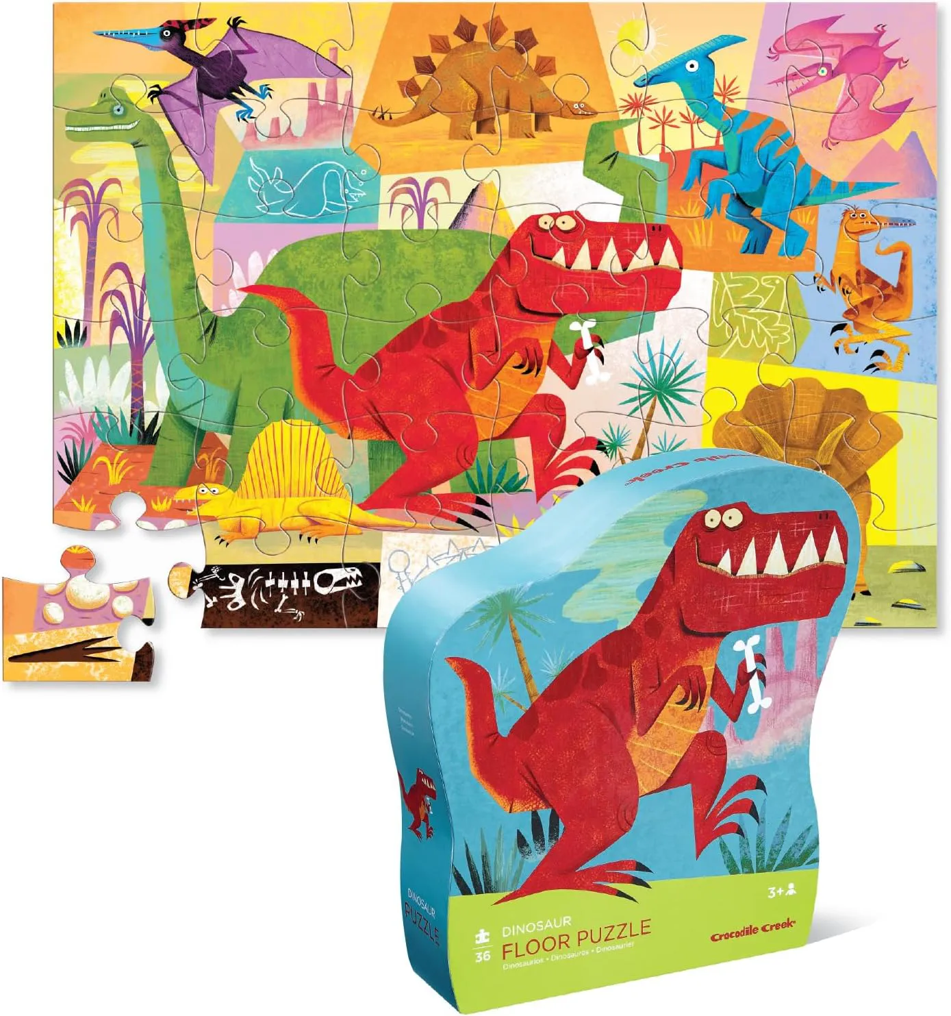 Crocodile Creek - Dekoratif Puzzle - 36 Parça - Dinozor