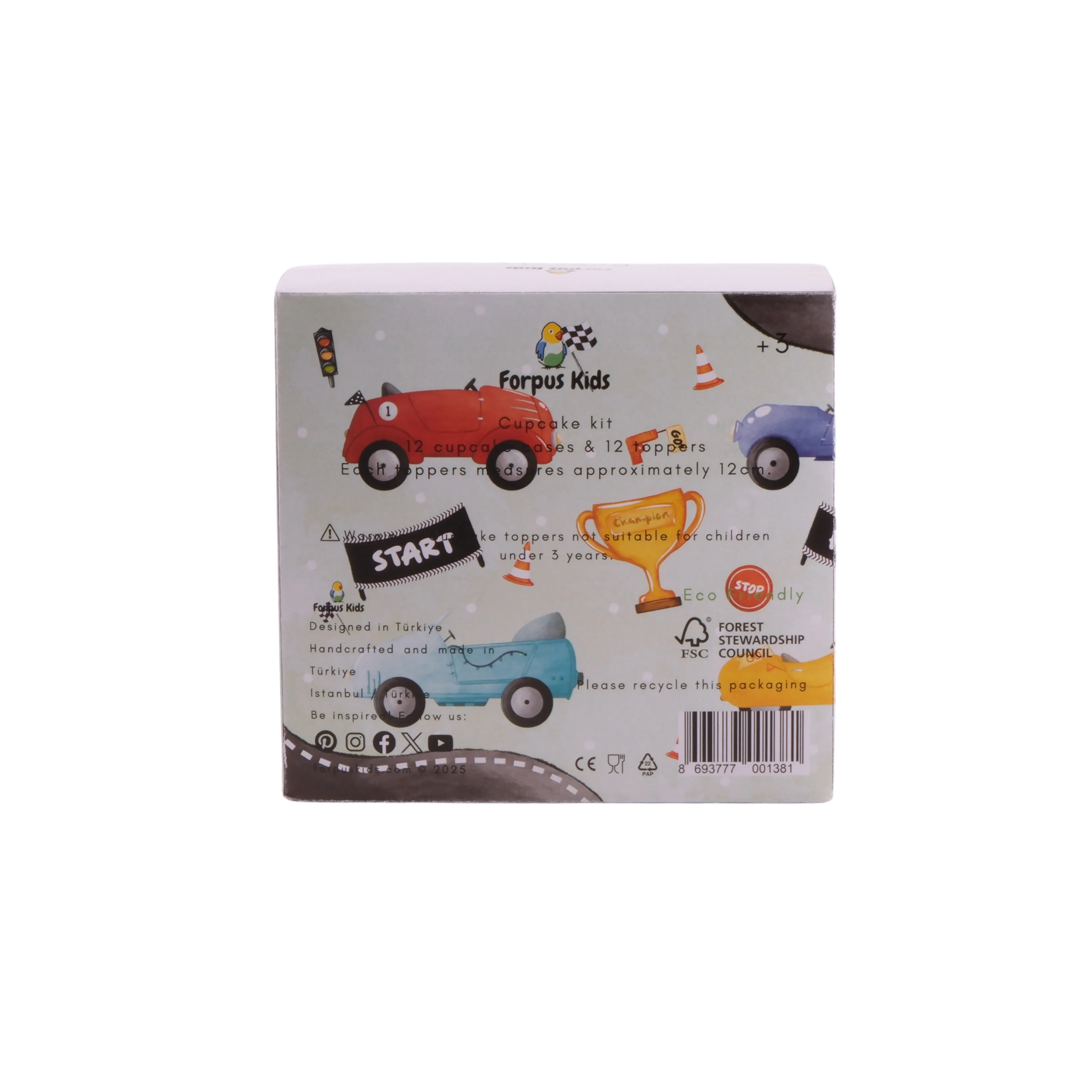 Arabalar Cupcake Seti - Cars Cupcake Kit - 12'li