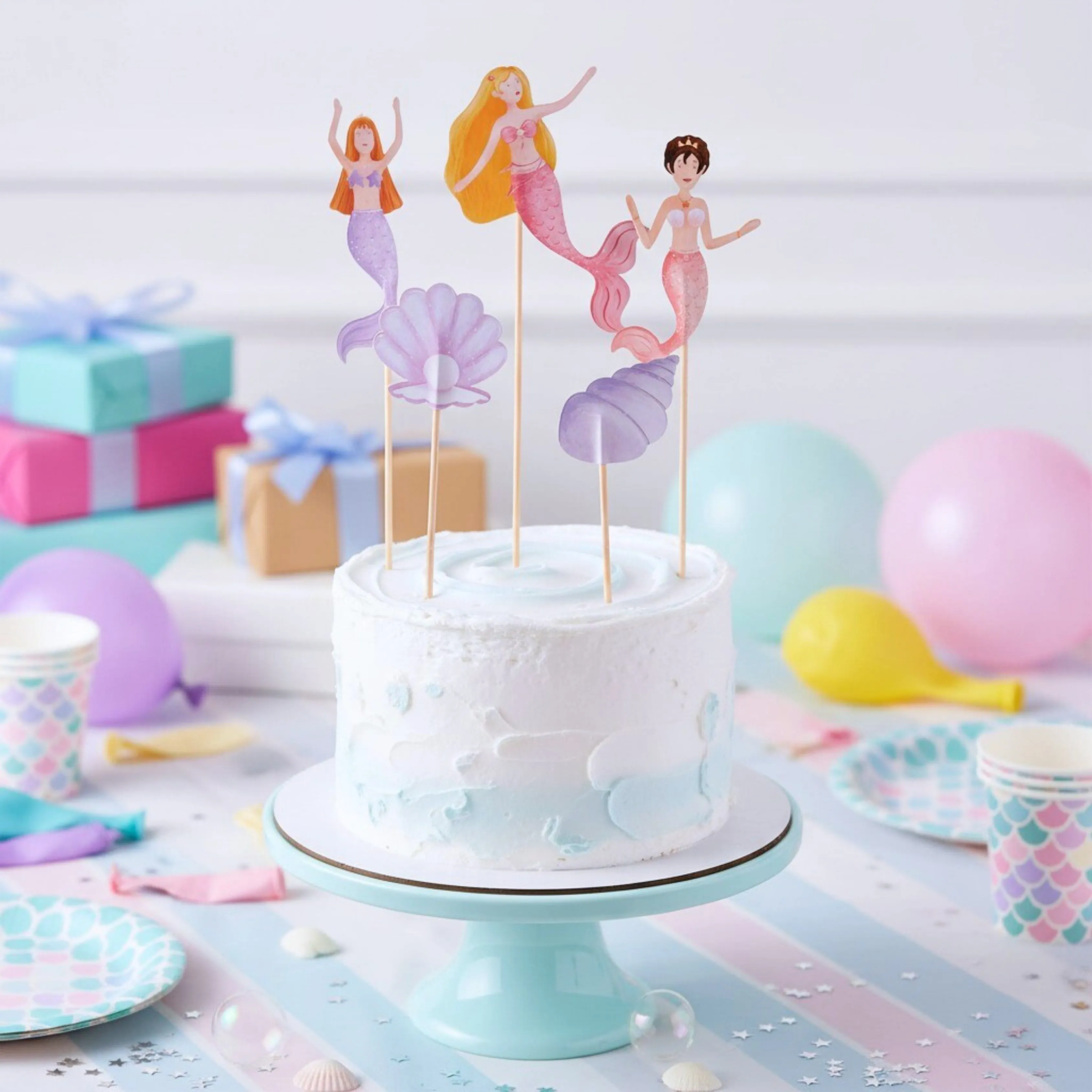 Deniz Kızı Pasta Süsü İstiridye ve Deniz Kabuğu - Mermaid Cake Topper Oysters and Shells