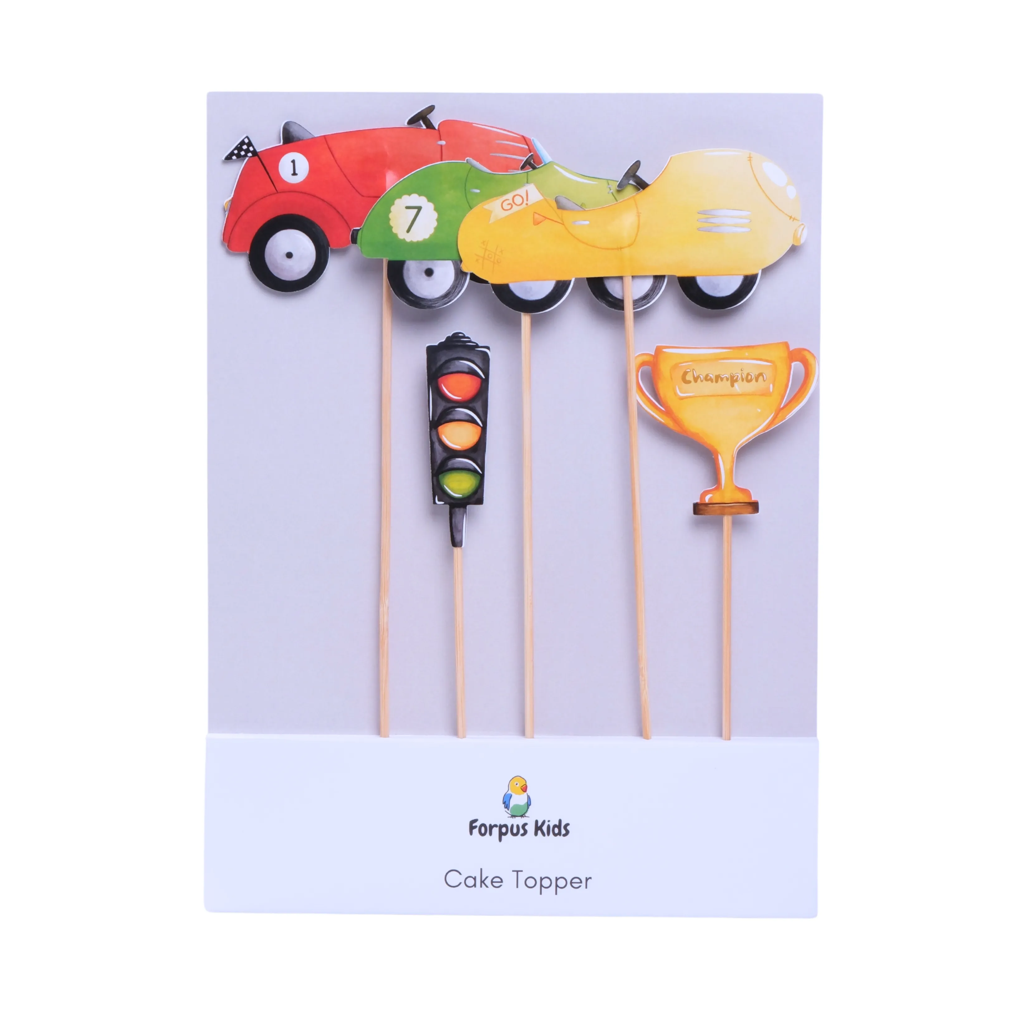 Arabalar Pasta Süsü Trafik Lambası ve Kupa - Cars Cake Topper Traffic Light and Cup