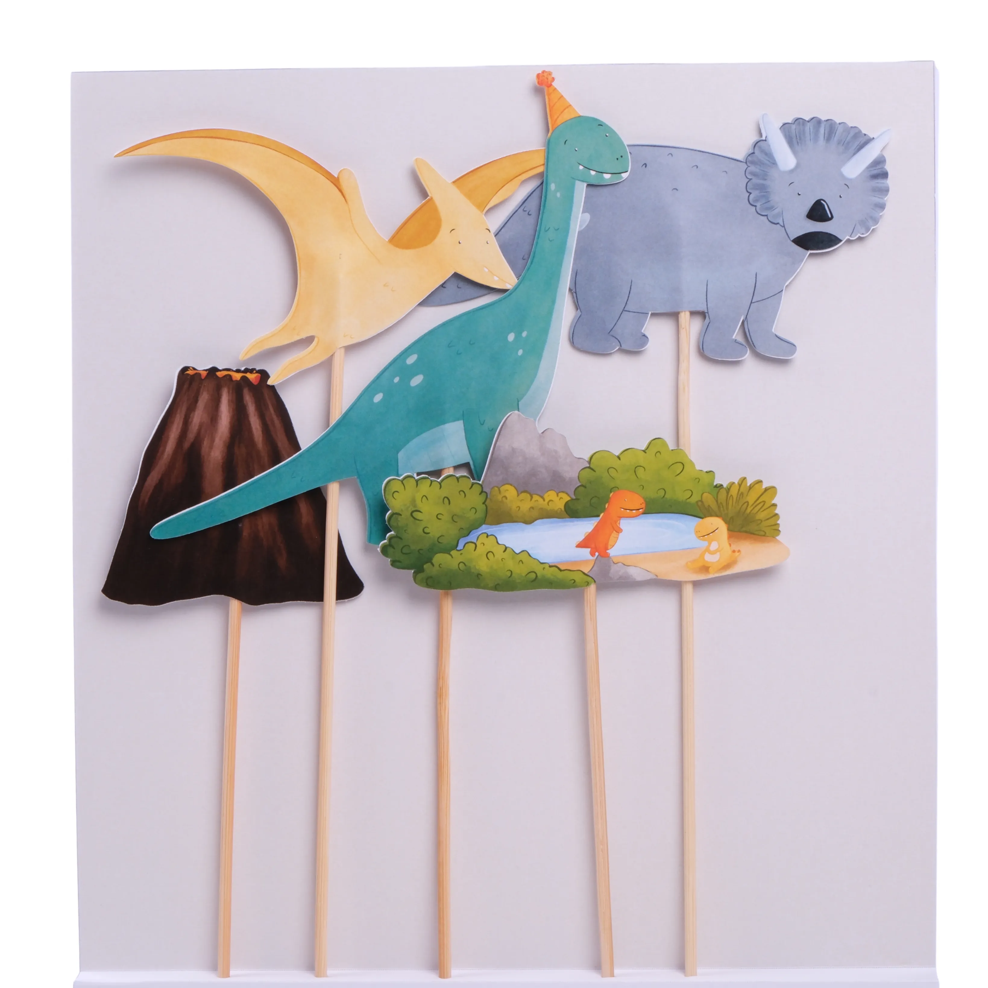 Dinozor Pasta Süsü Havuz ve Yanardağ - Dinosaur Cake Topper Pool and Volcano