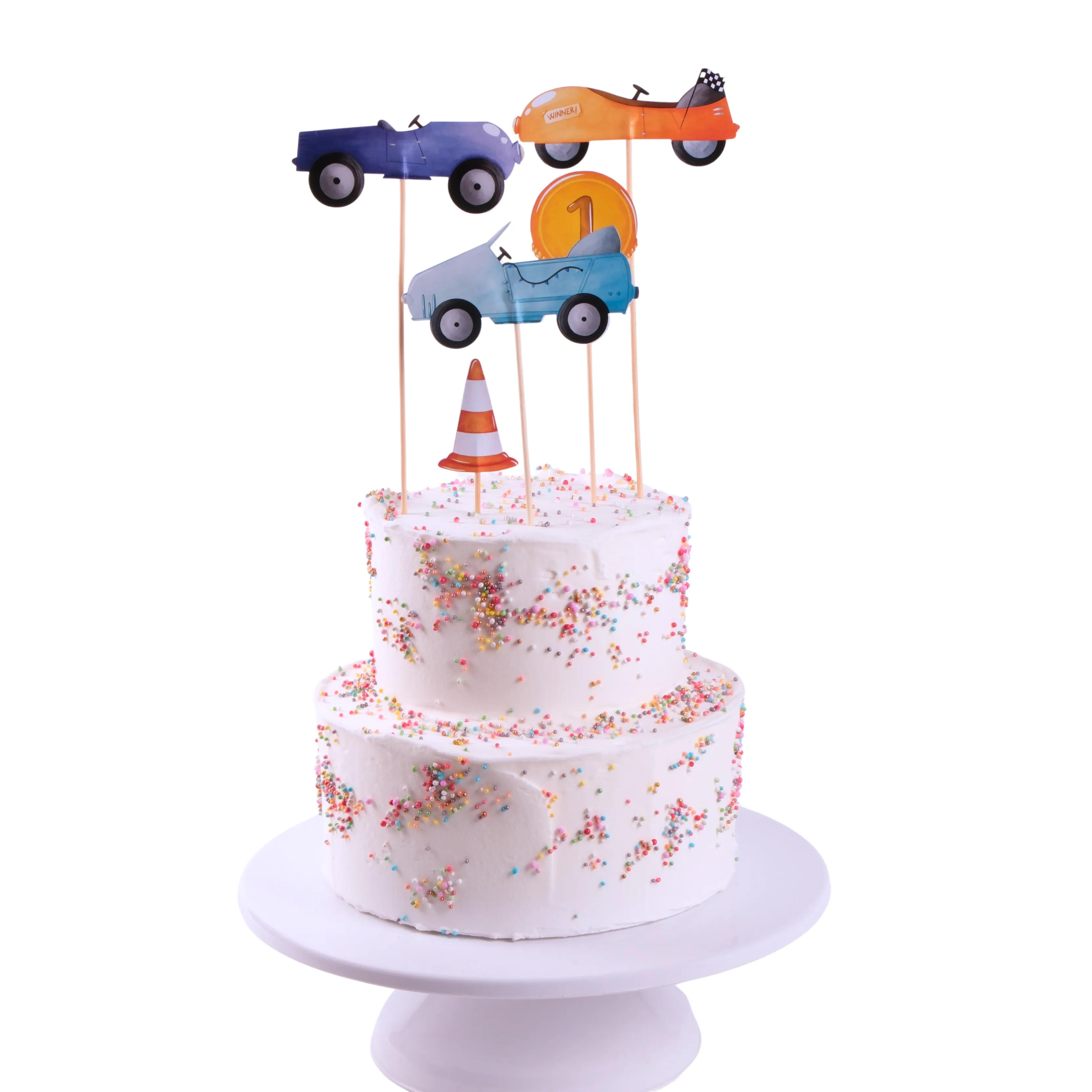 Arabalar Pasta Süsü Birincilik ve Koni - Cars Cake Topper First and Cone