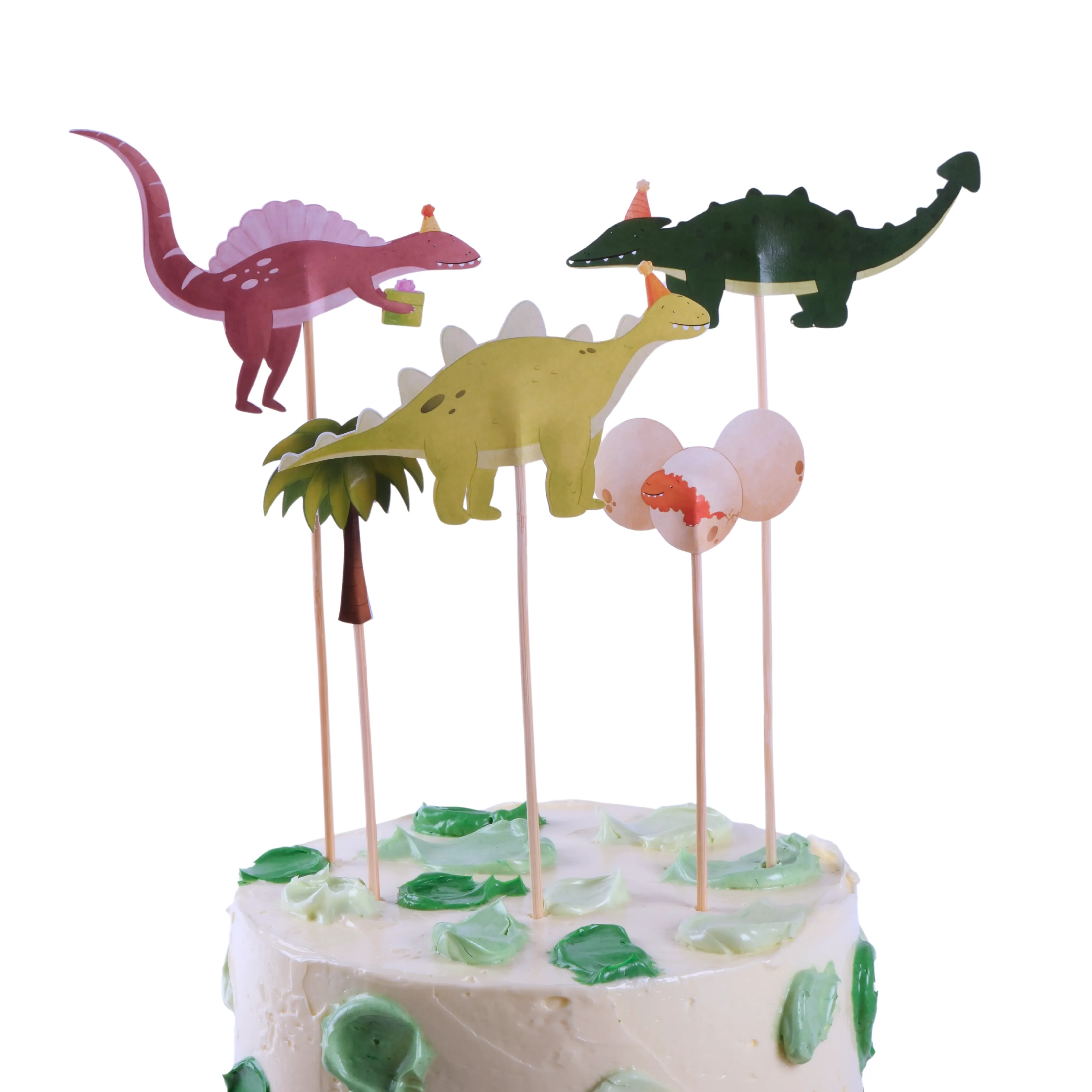 Dinozor Pasta Süsü Palmiye ve Yumurta - Dinosaur Cake Topper Palm and Egg