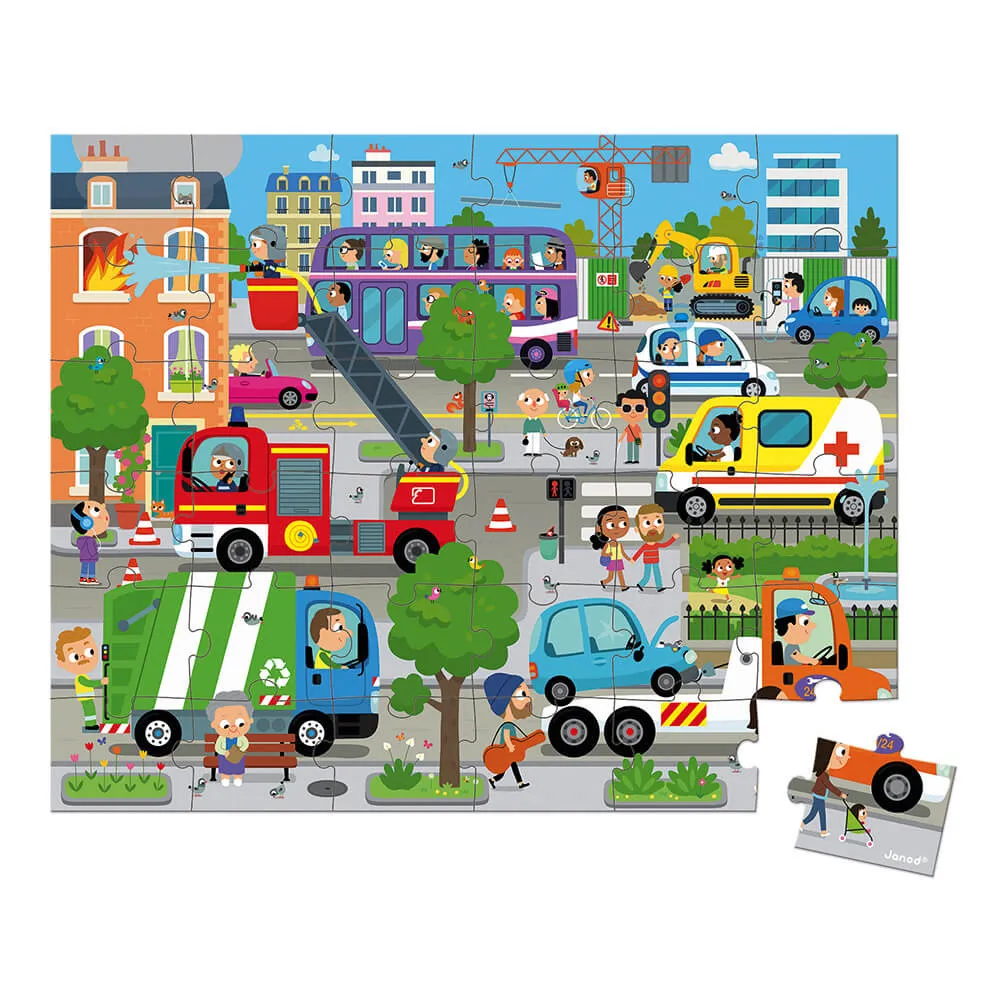 Janod - 36 Parça Çantalı Puzzle - Şehir