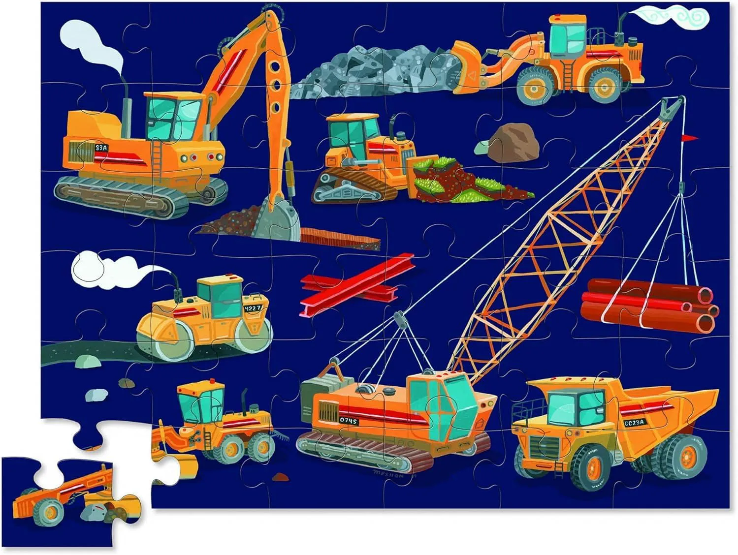 Crocodile Creek - Dekoratif Puzzle - 36 Parça - Construction Zone