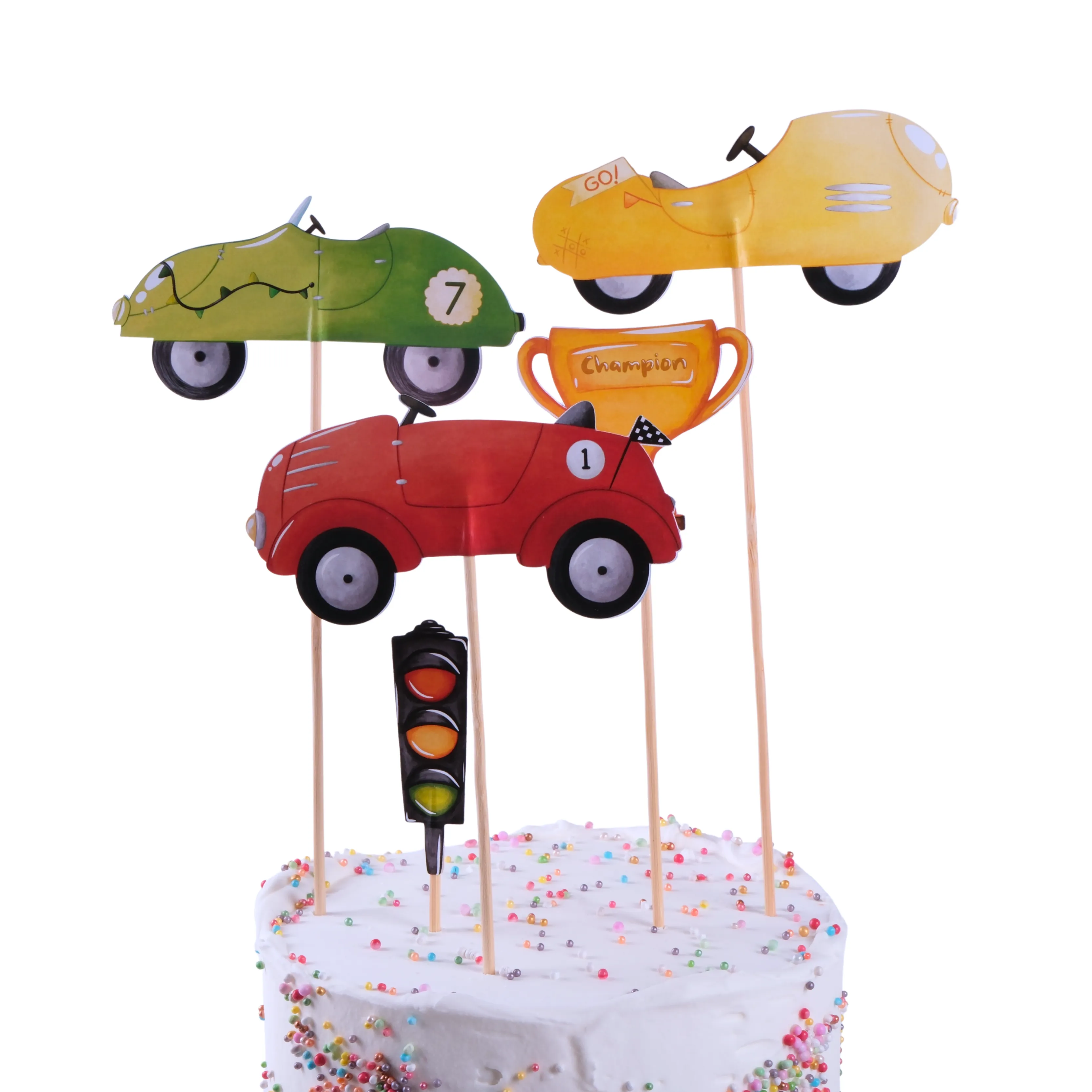 Arabalar Pasta Süsü Trafik Lambası ve Kupa - Cars Cake Topper Traffic Light and Cup