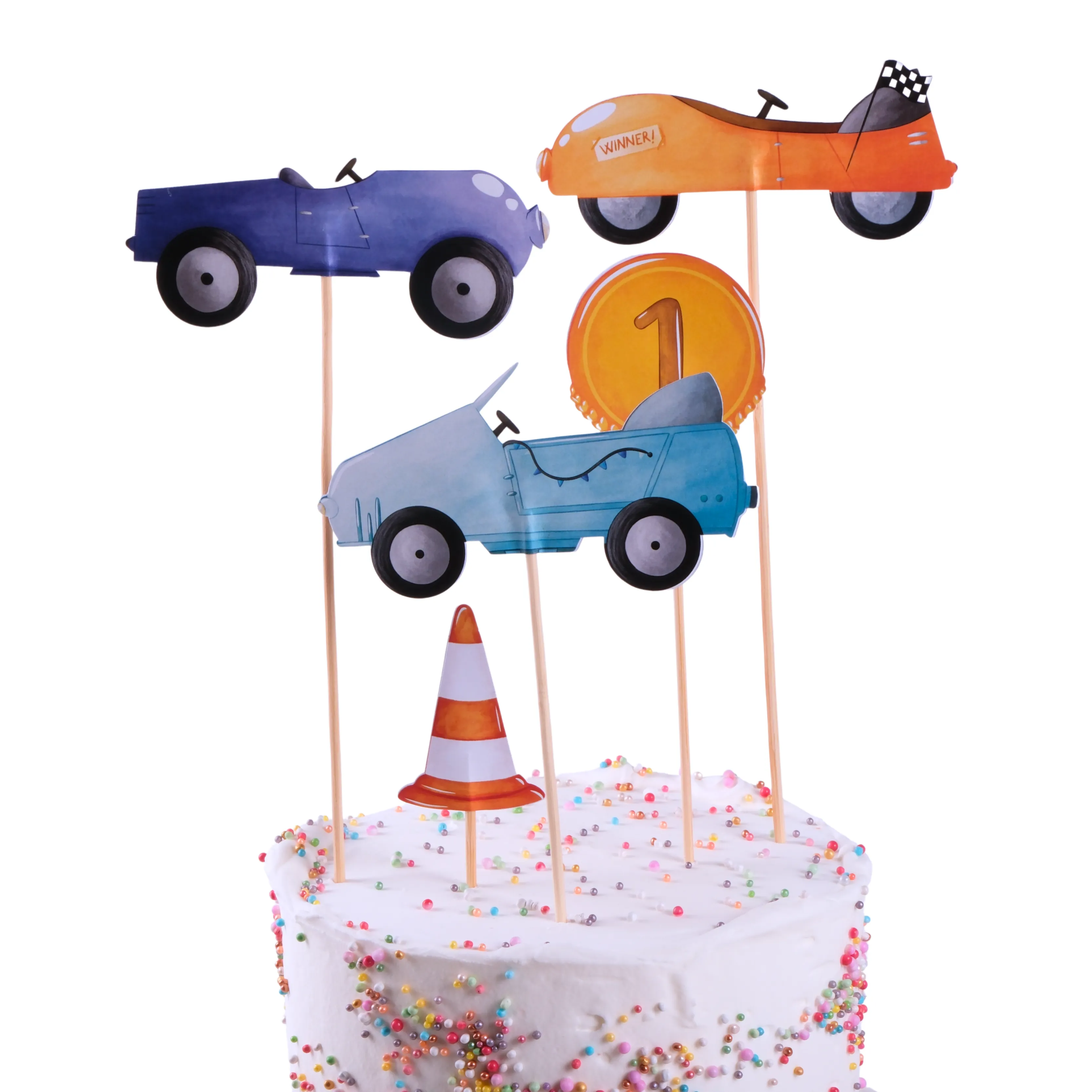 Arabalar Pasta Süsü Birincilik ve Koni - Cars Cake Topper First and Cone
