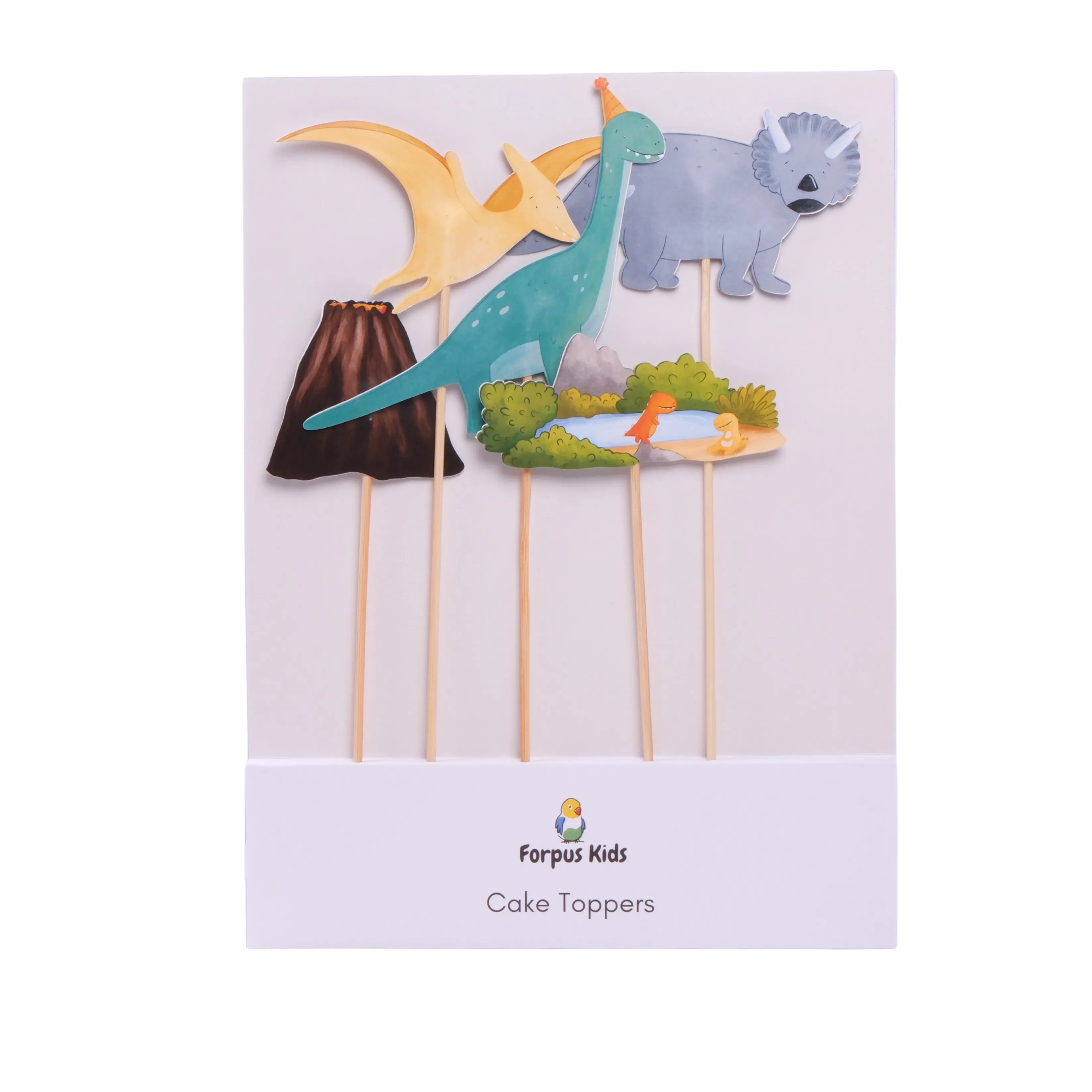 Dinozor Pasta Süsü Havuz ve Yanardağ - Dinosaur Cake Topper Pool and Volcano