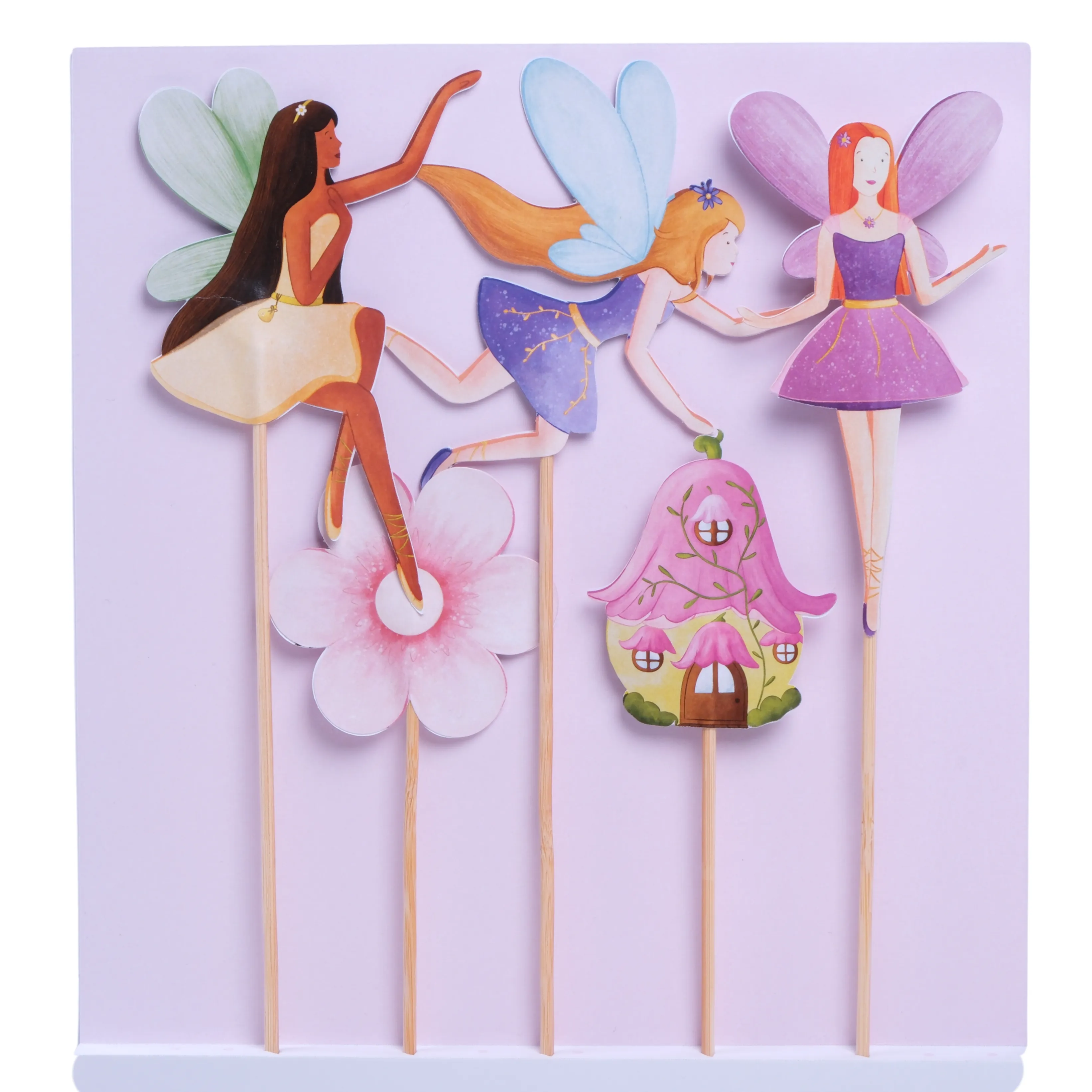Peri Kızı Pasta Süsü Mantar Evi ve Çiçek - Fairy Cake Topper Mushroom House and Flower