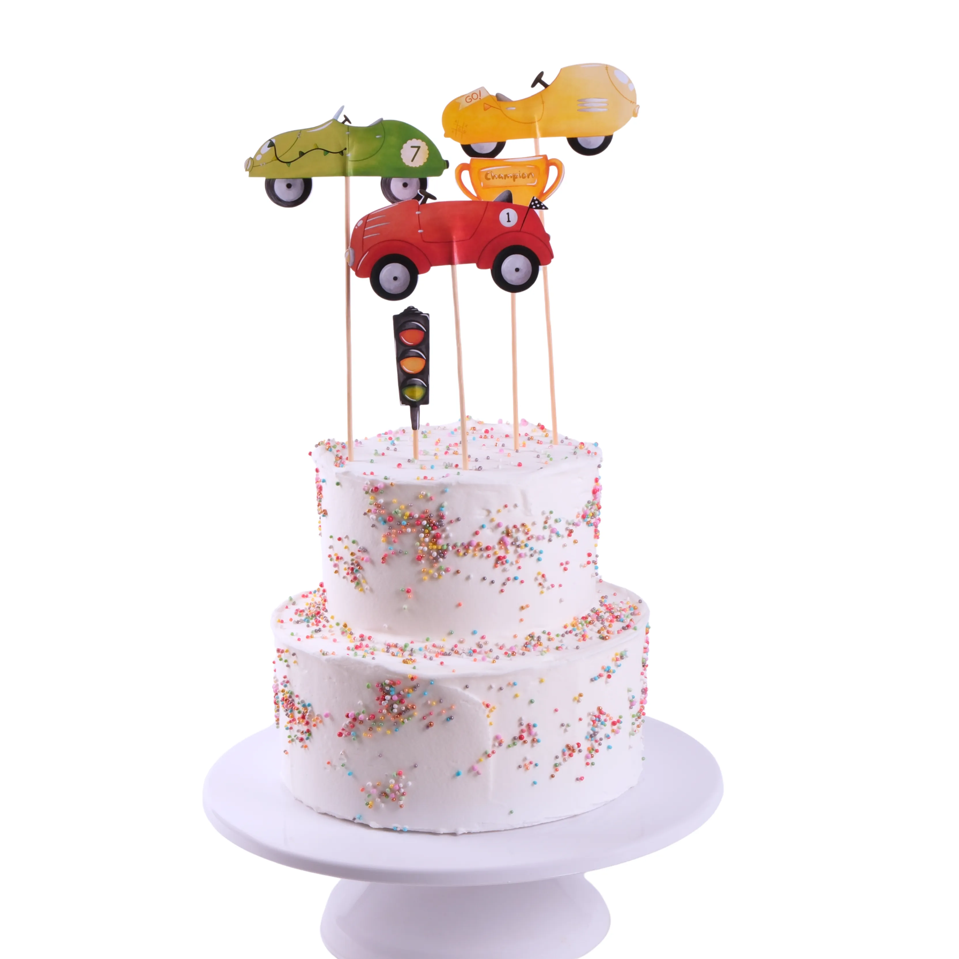 Arabalar Pasta Süsü Trafik Lambası ve Kupa - Cars Cake Topper Traffic Light and Cup