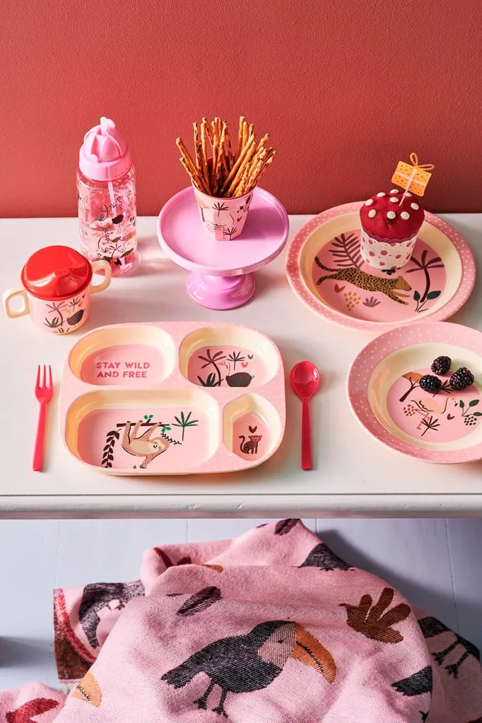 Rice - Melamin Çocuk Çukur Tabak - Flamingo