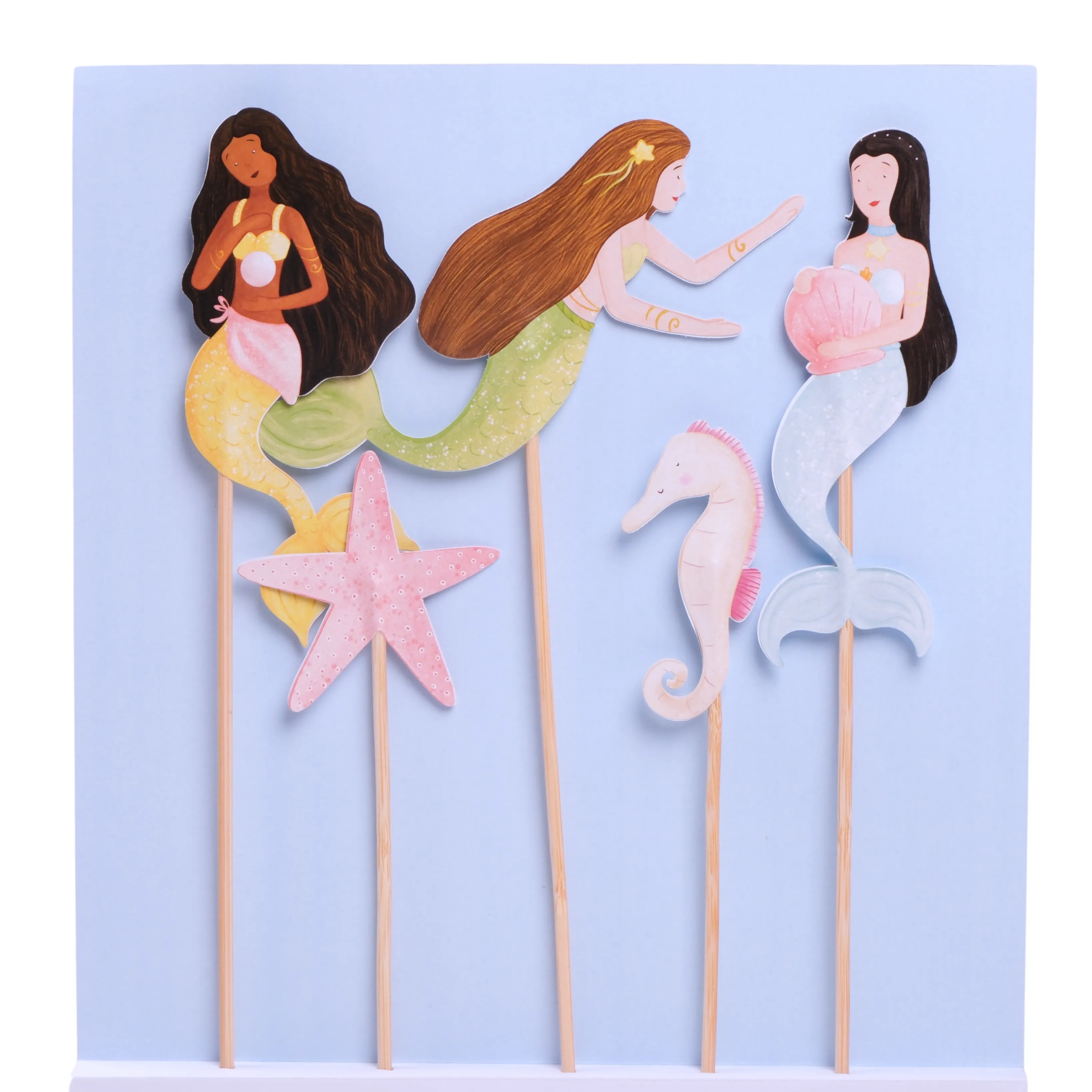 Deniz Kızı Pasta Süsü Deniz Yıldızı ve Atı - Mermaid Cake Topper Seahorse and Starfish