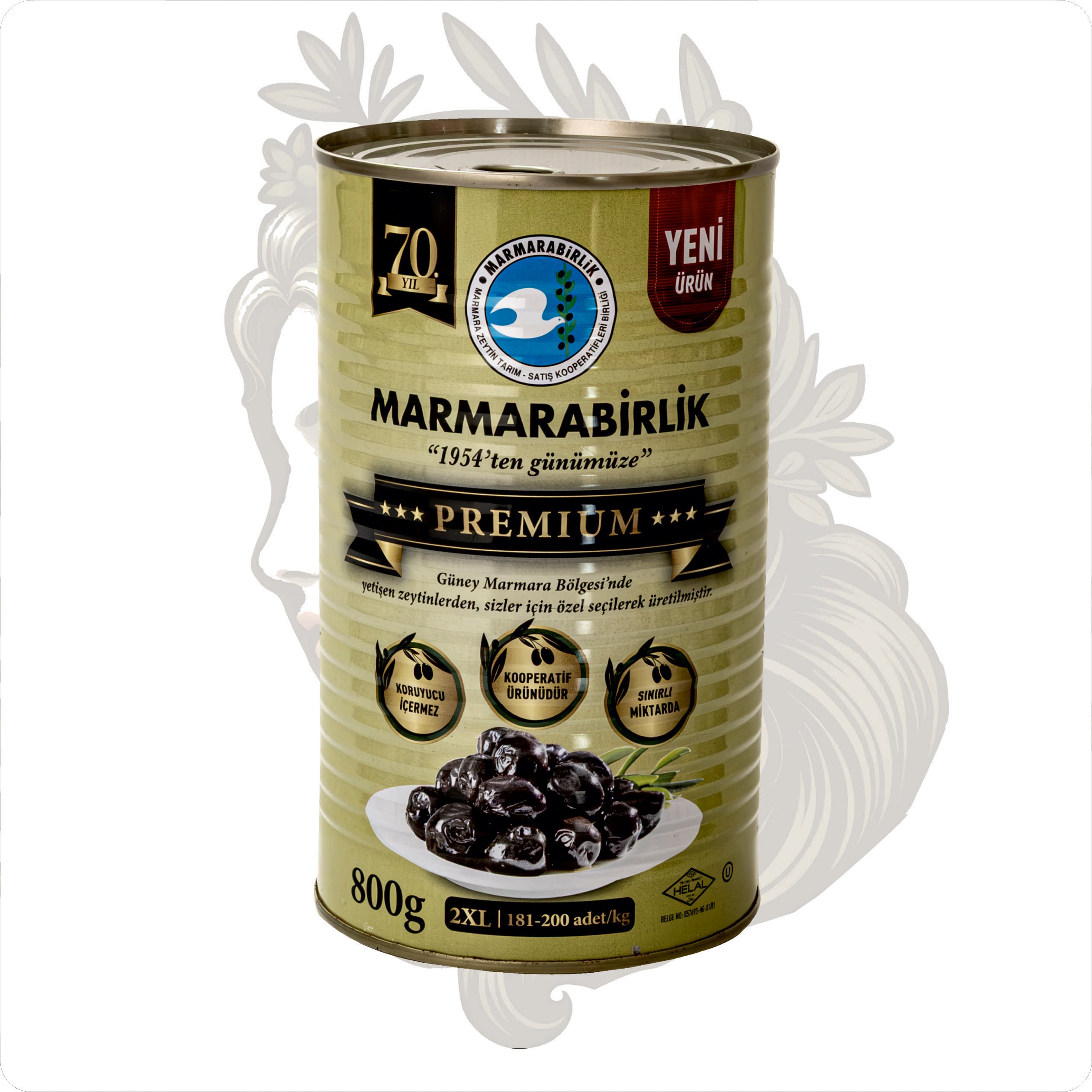 MARMARABİRLİK PREMİUM SİYAH ZEYTİN 800 GR
