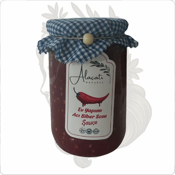 ALAÇATI NATUREL 600 GR EV YAPIMI ACI BİBER SOSU