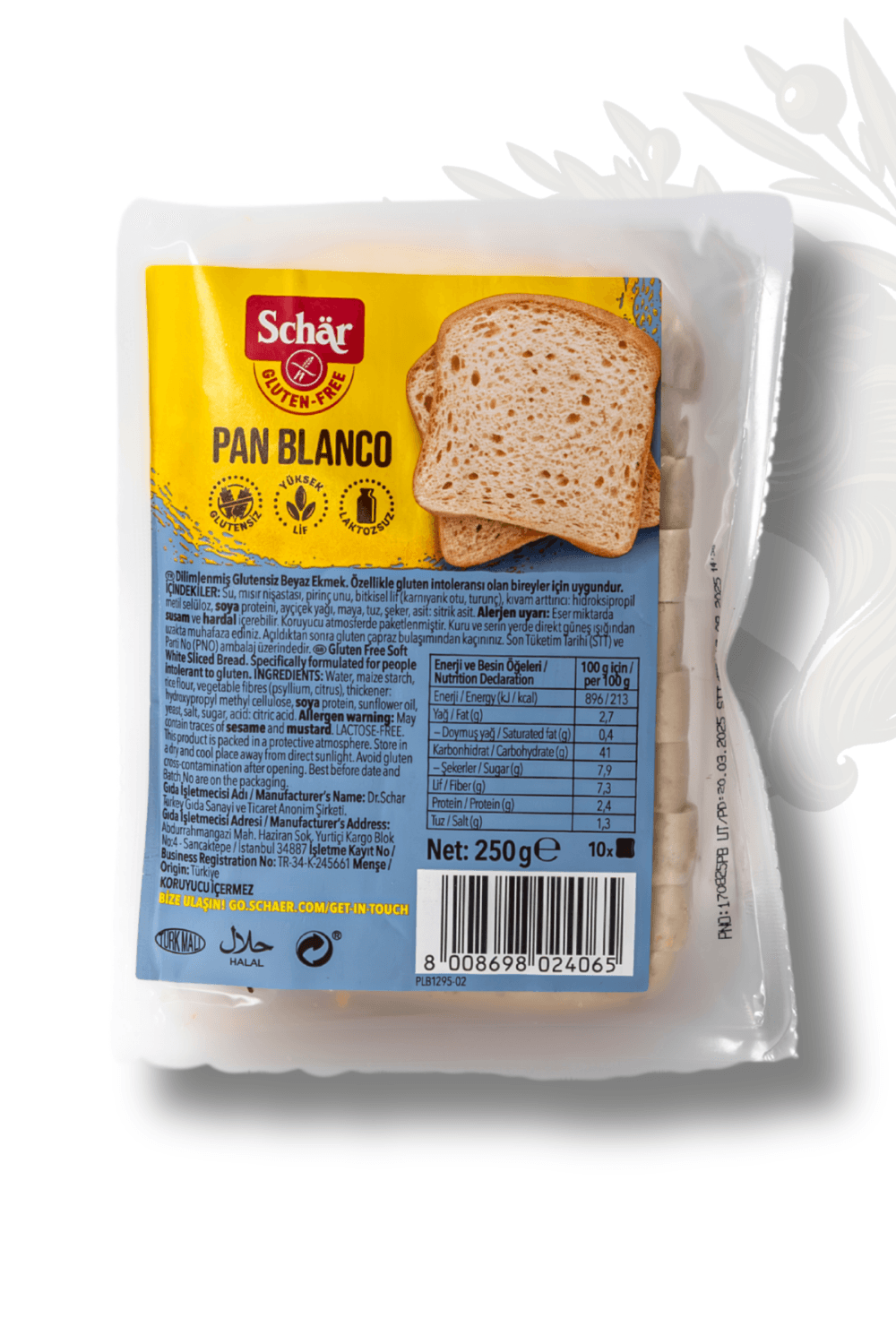 SCHAR PAN BLANCO GLUTENSİZ DİLİMLİ EKMEK 250 GR