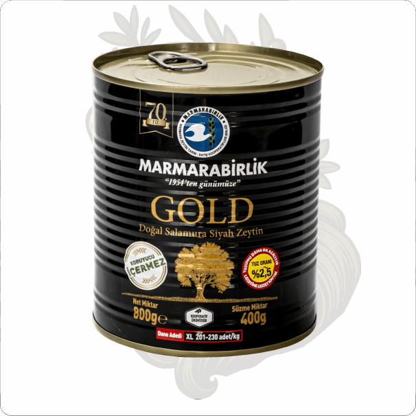 MARMARABİRLİK GOLD DOĞAL SALAMURA SİYAH ZEYTİN 800 GR