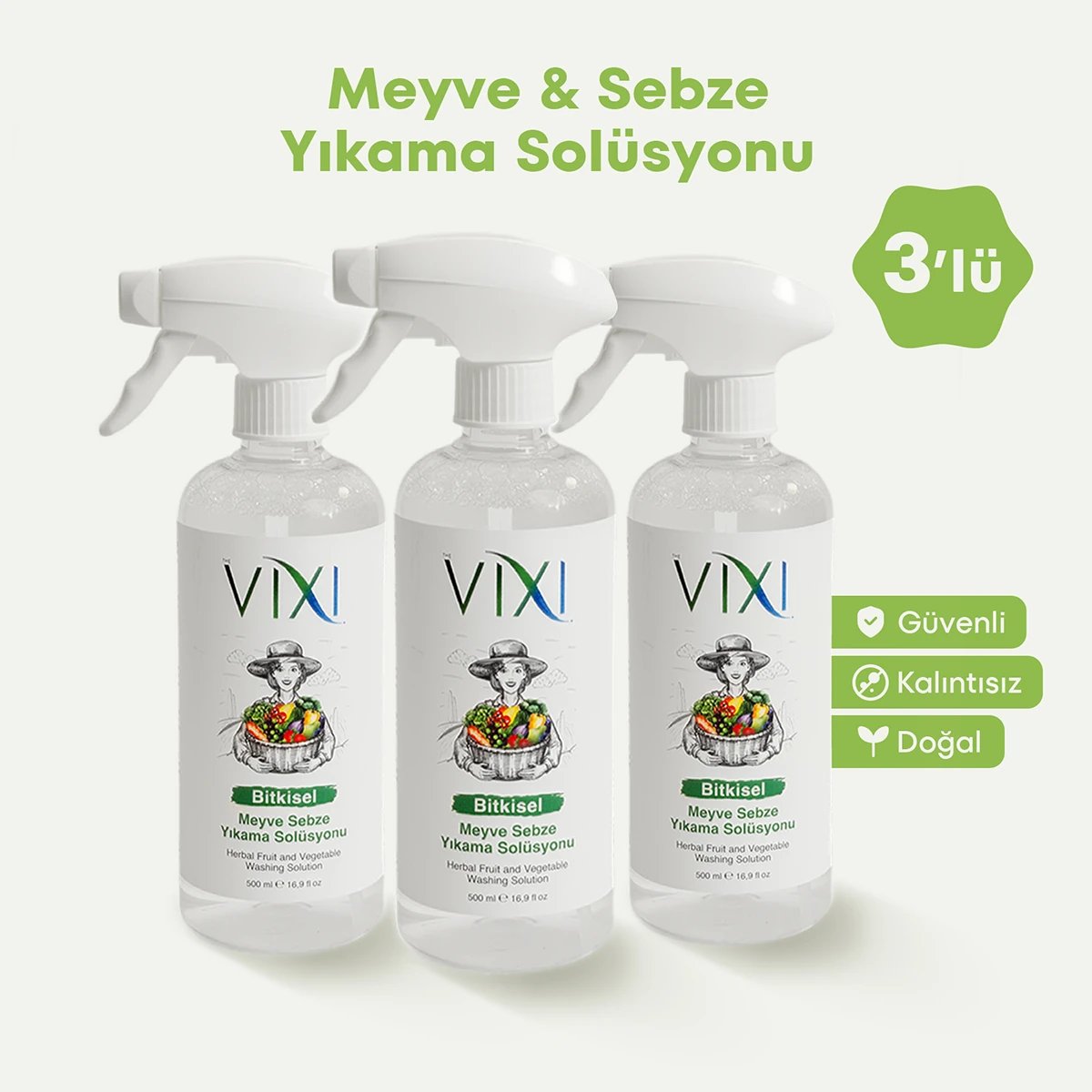 The Vixi Meyve Sebze Yıkama Solüsyonu 3' lü