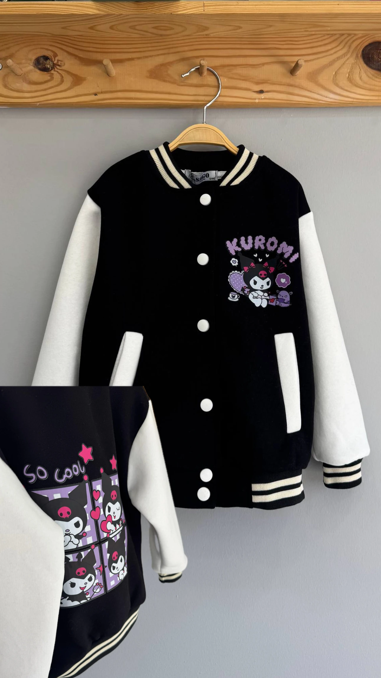 Kromi detaylı kolej ceketi