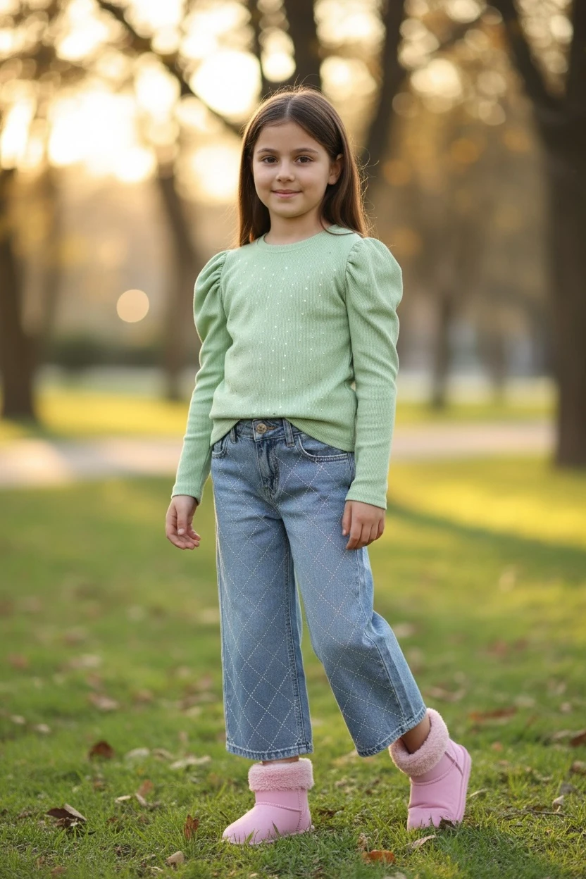 Taşlı palonzo  kot pantolon 5/12 yaş