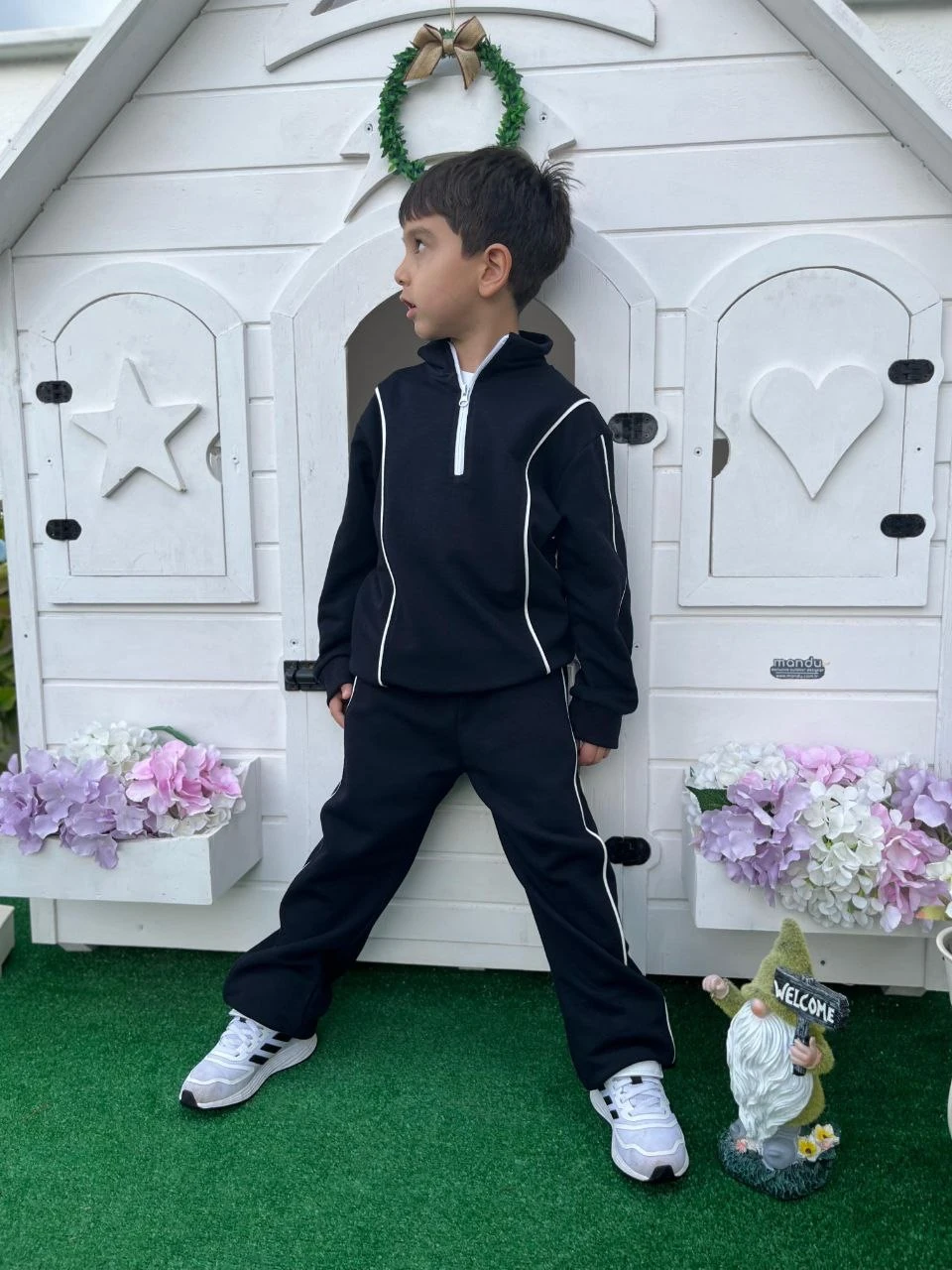 YARIM FERMUARLI ÇİZGİ DETAY ERKEK TAKIM 