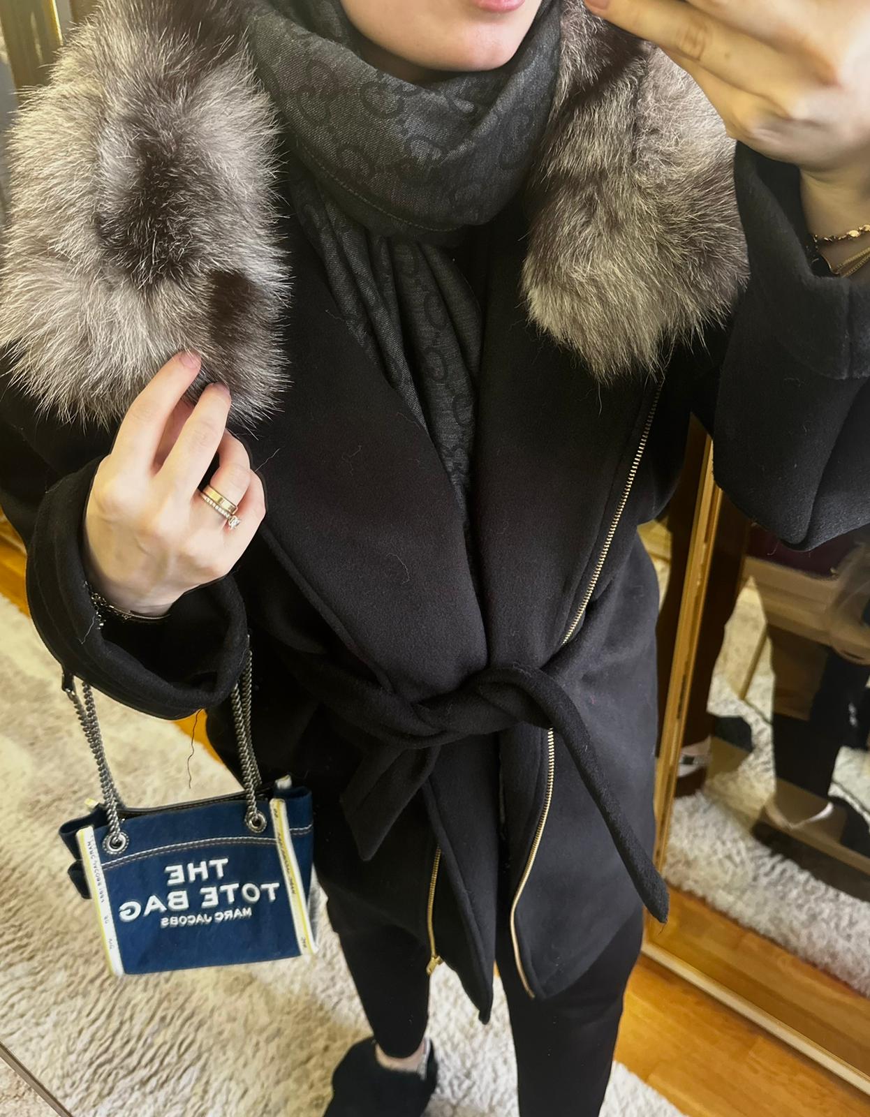 Dev Kürklü Siyah Biker Ceket