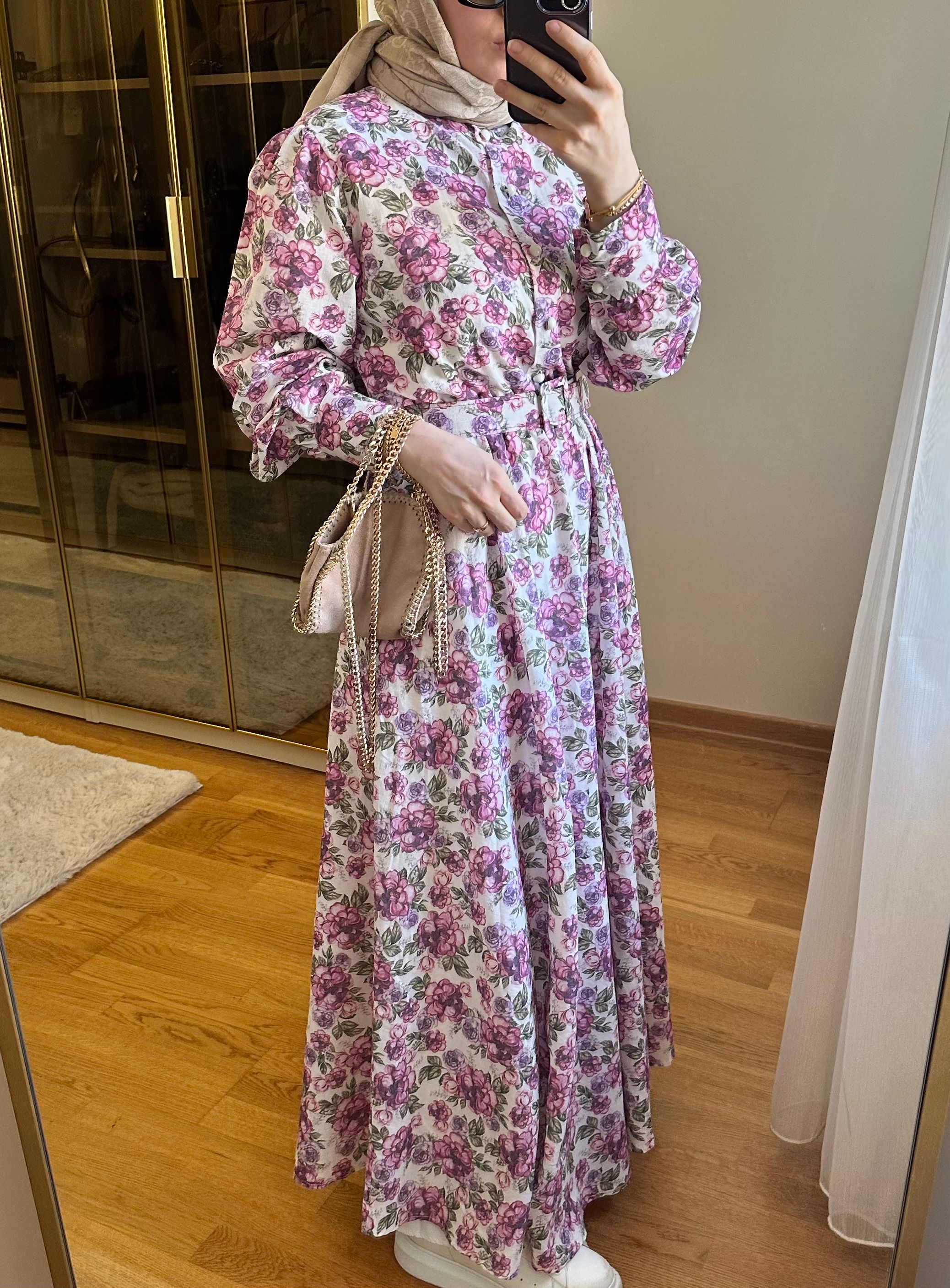 Royal Çiçek Desen Elbise