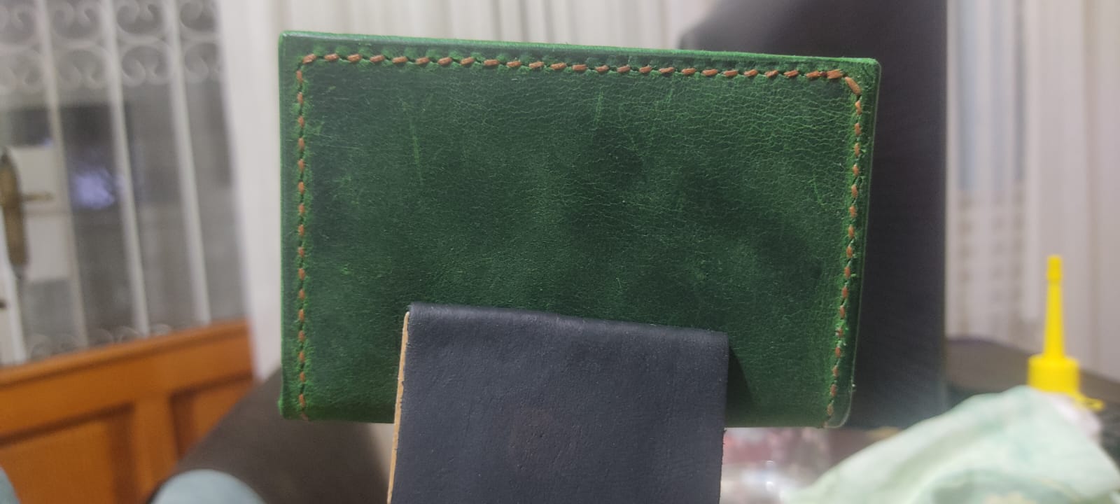 El Yapımı Deri Cüzdan - Yeşil Vintage
