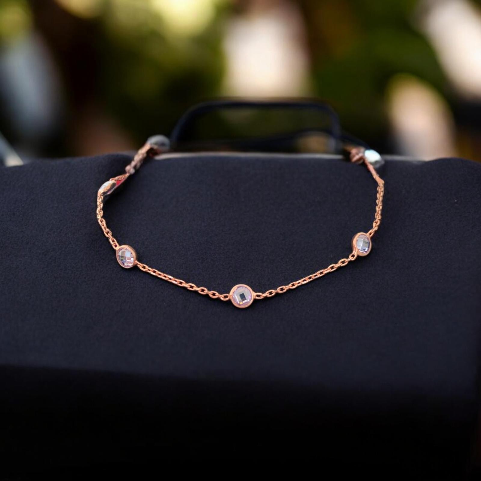 Taşlı Rose Gold Halhal