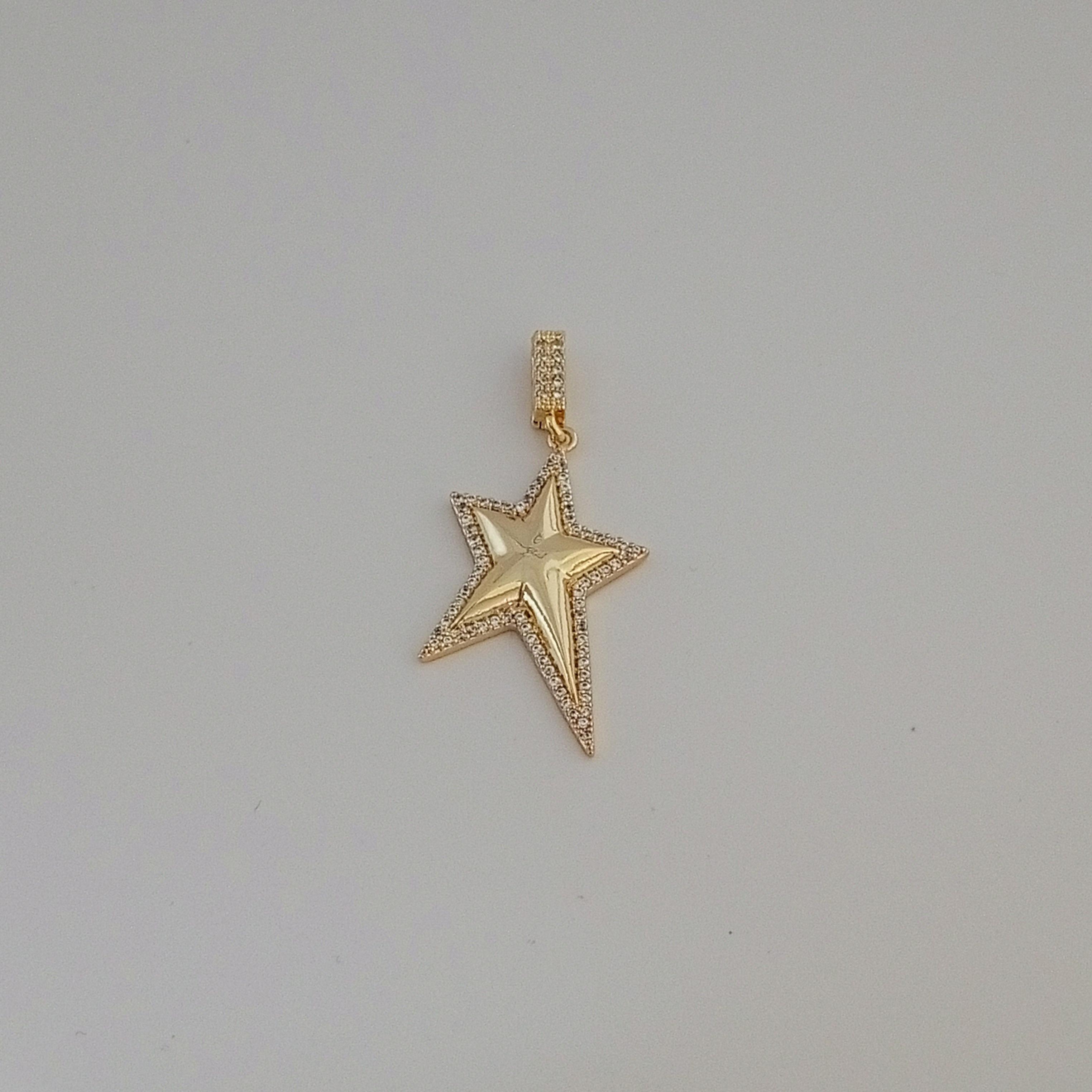 Gold Pirinç Zirkon Taşlı Yıldız Charm 