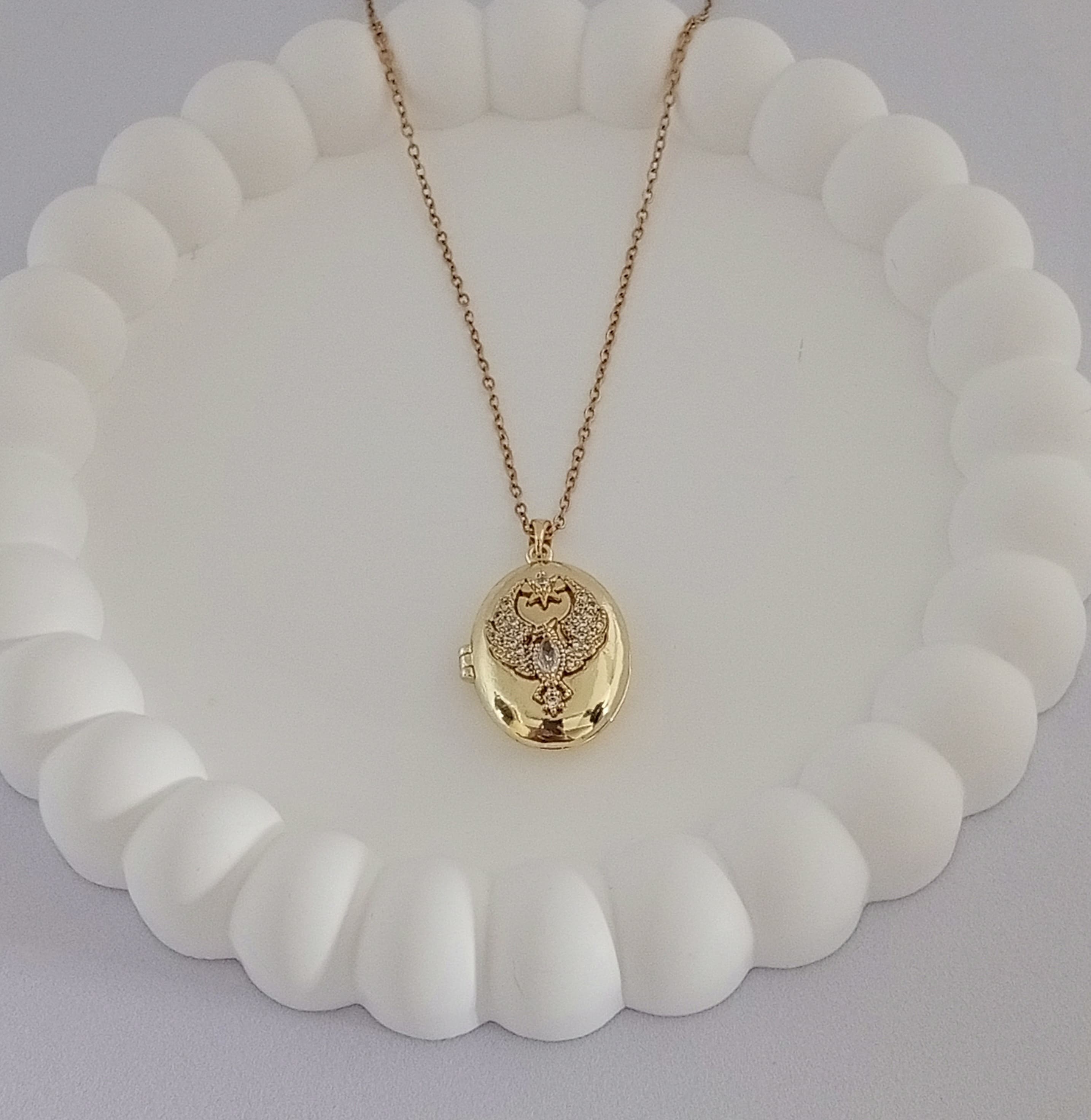 316 Çelik Gold Uzak Şehir Açılan Anka kuşu Kolye Zincir 40.cm+6cm Uç Boy 2cm En 1.5cm