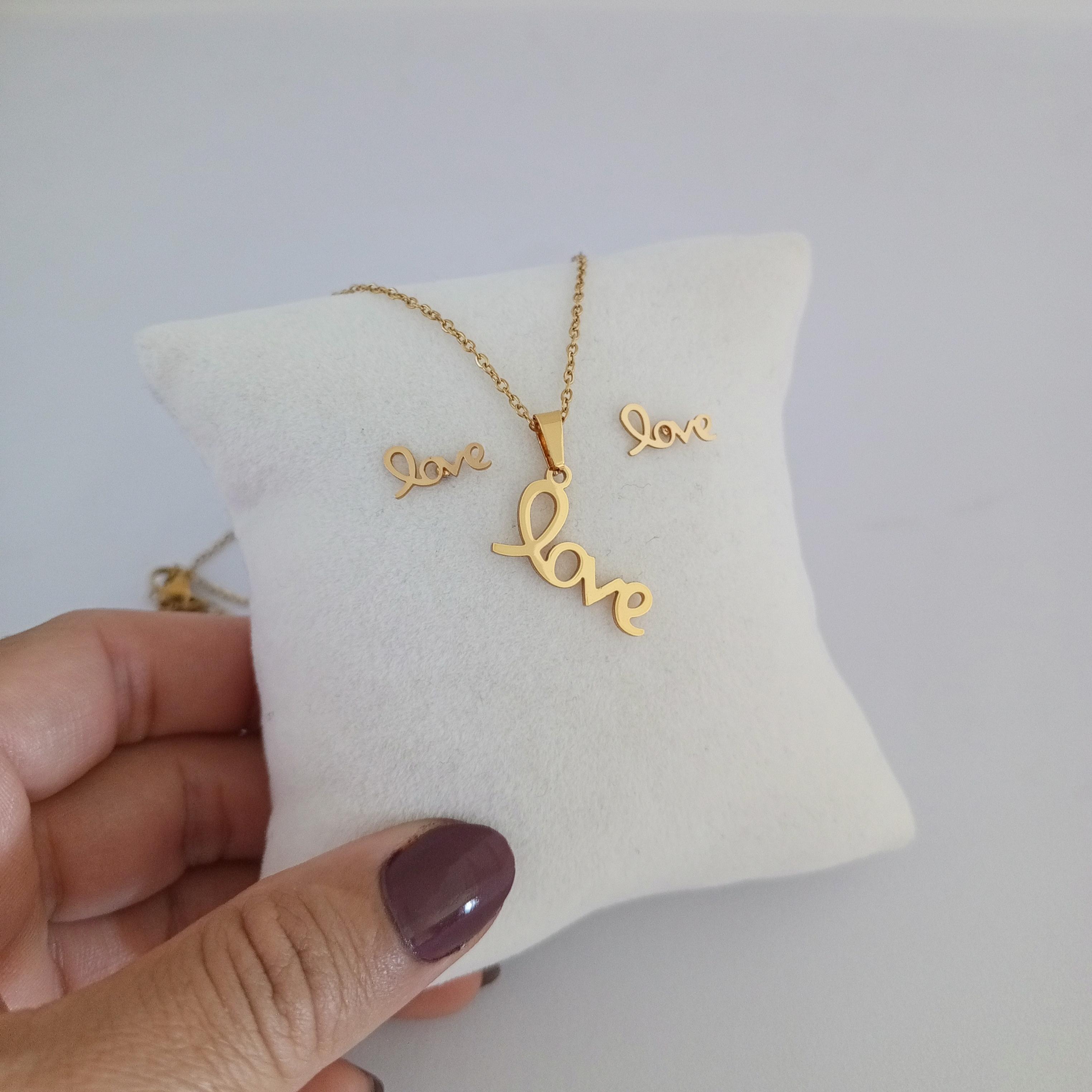 Çelik Gold Love Kolye Seti 