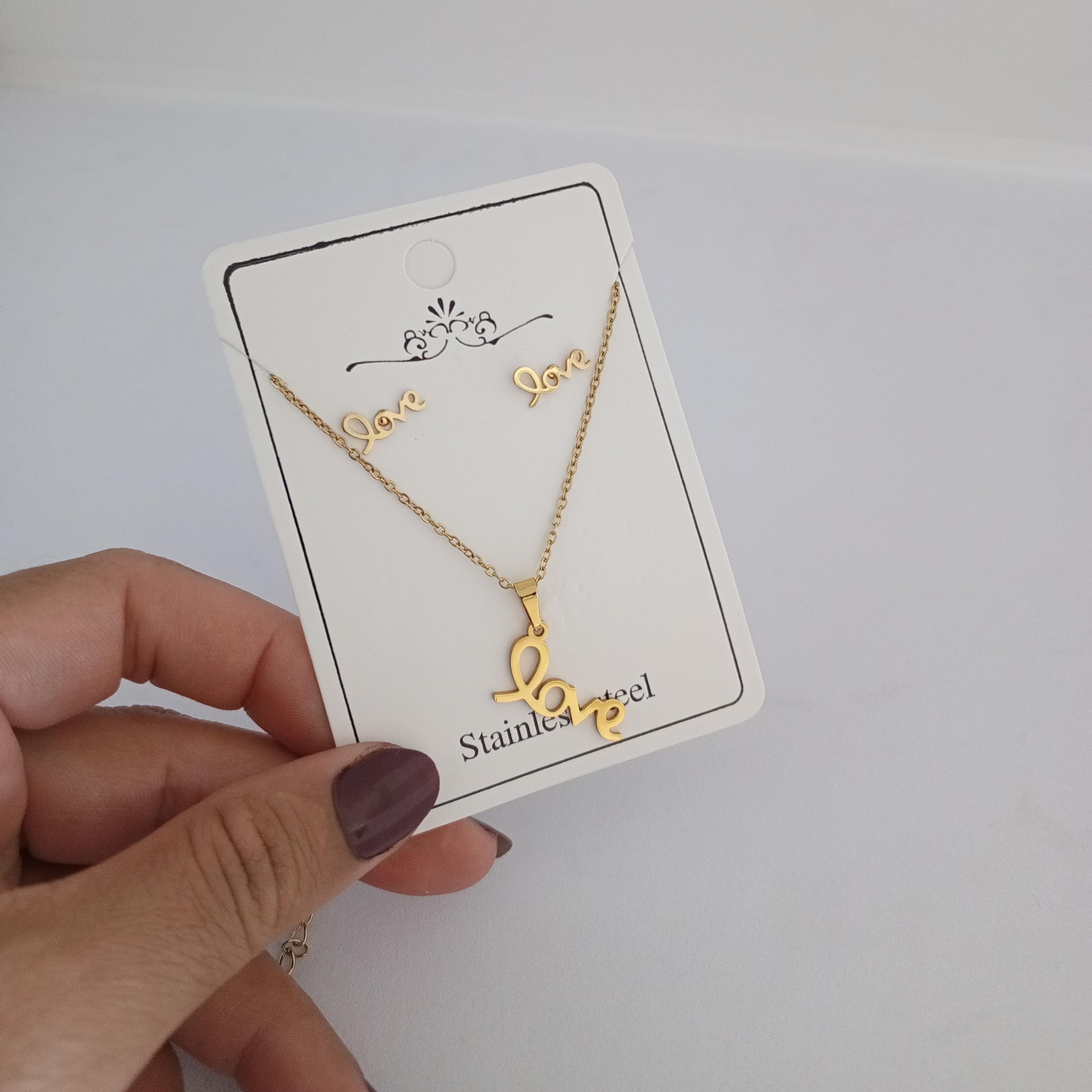 Çelik Gold Love Kolye Seti 