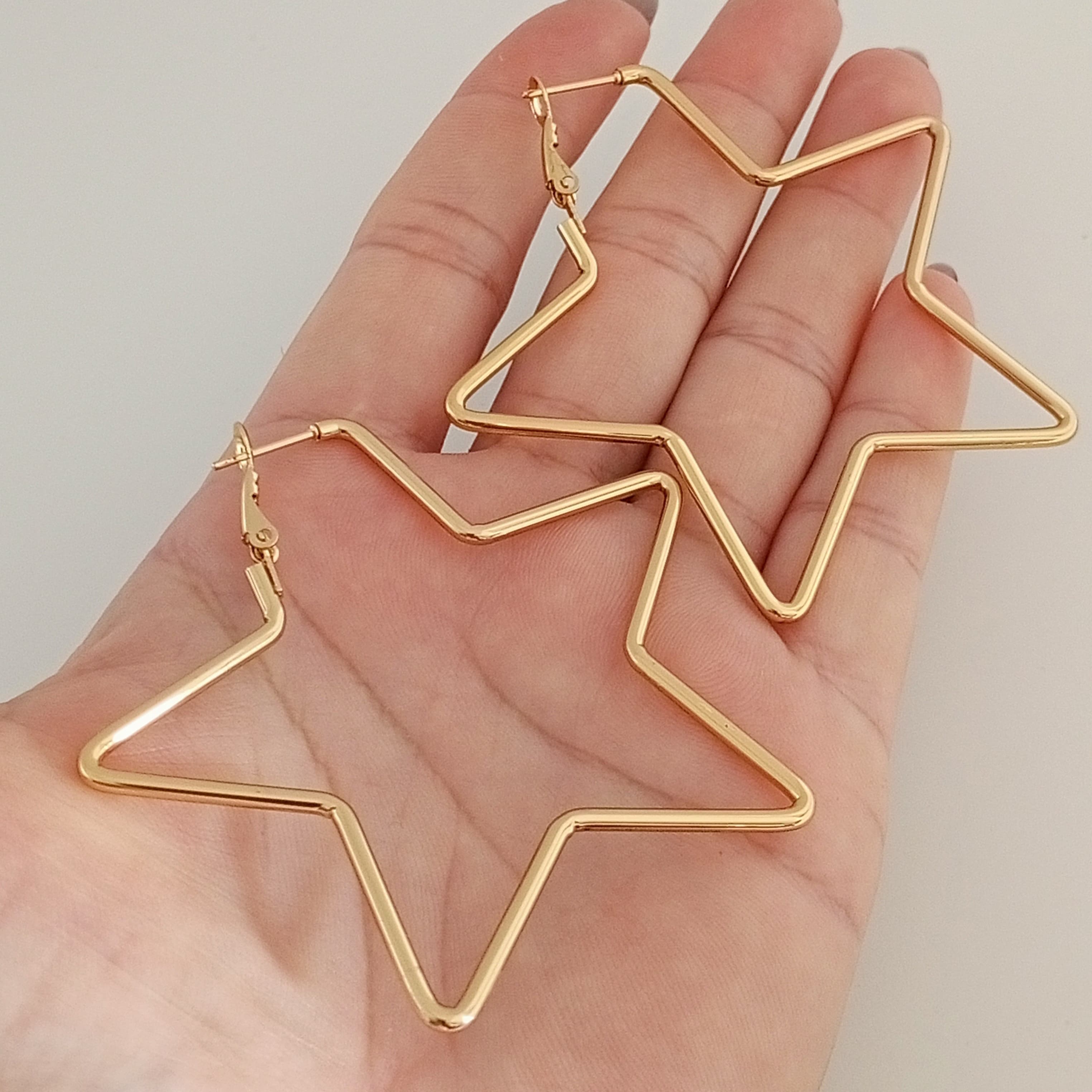 Çelik Gold yıldız Küpe 6.5cm