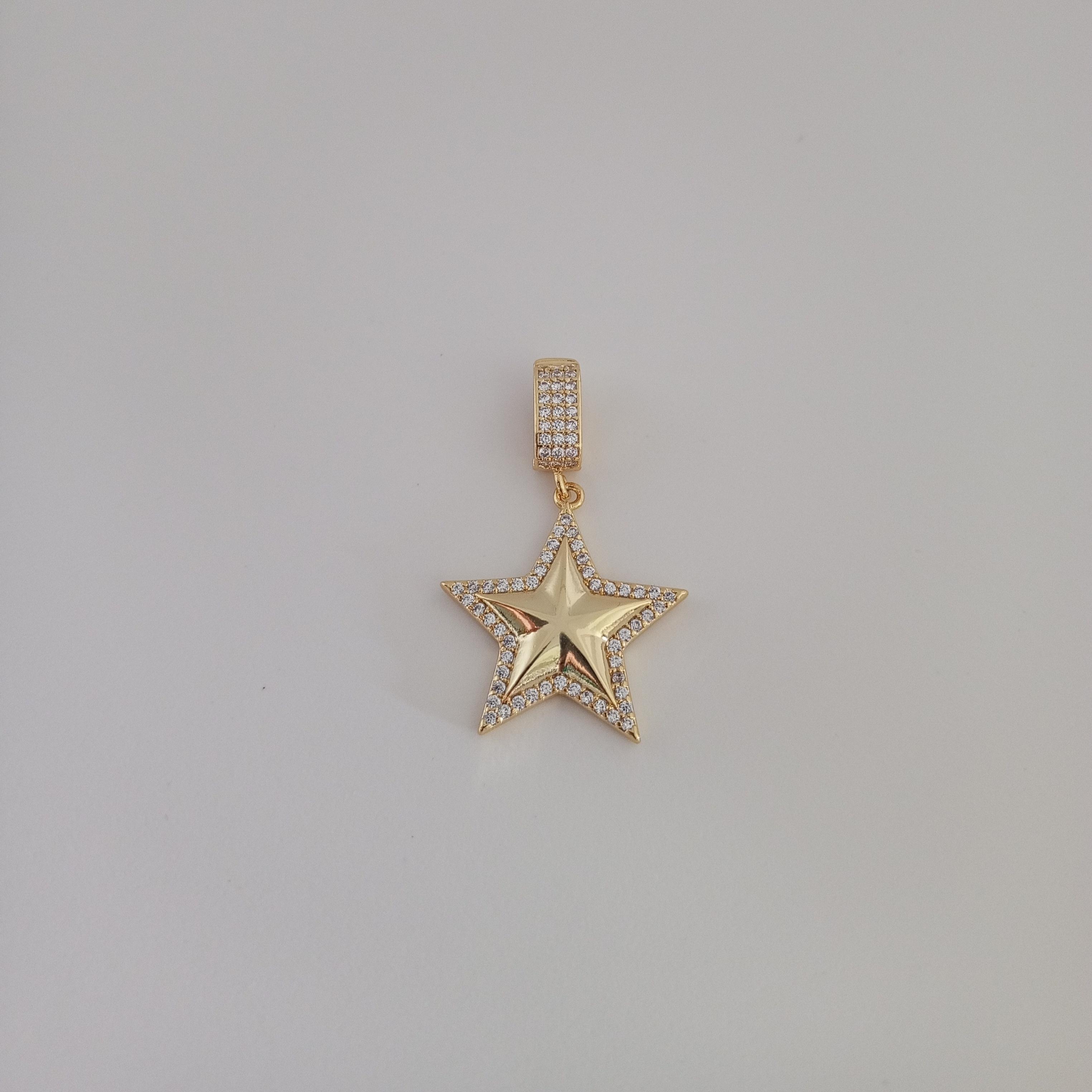 Gold Pirinç Zirkon Taşlı Yıldız Charm