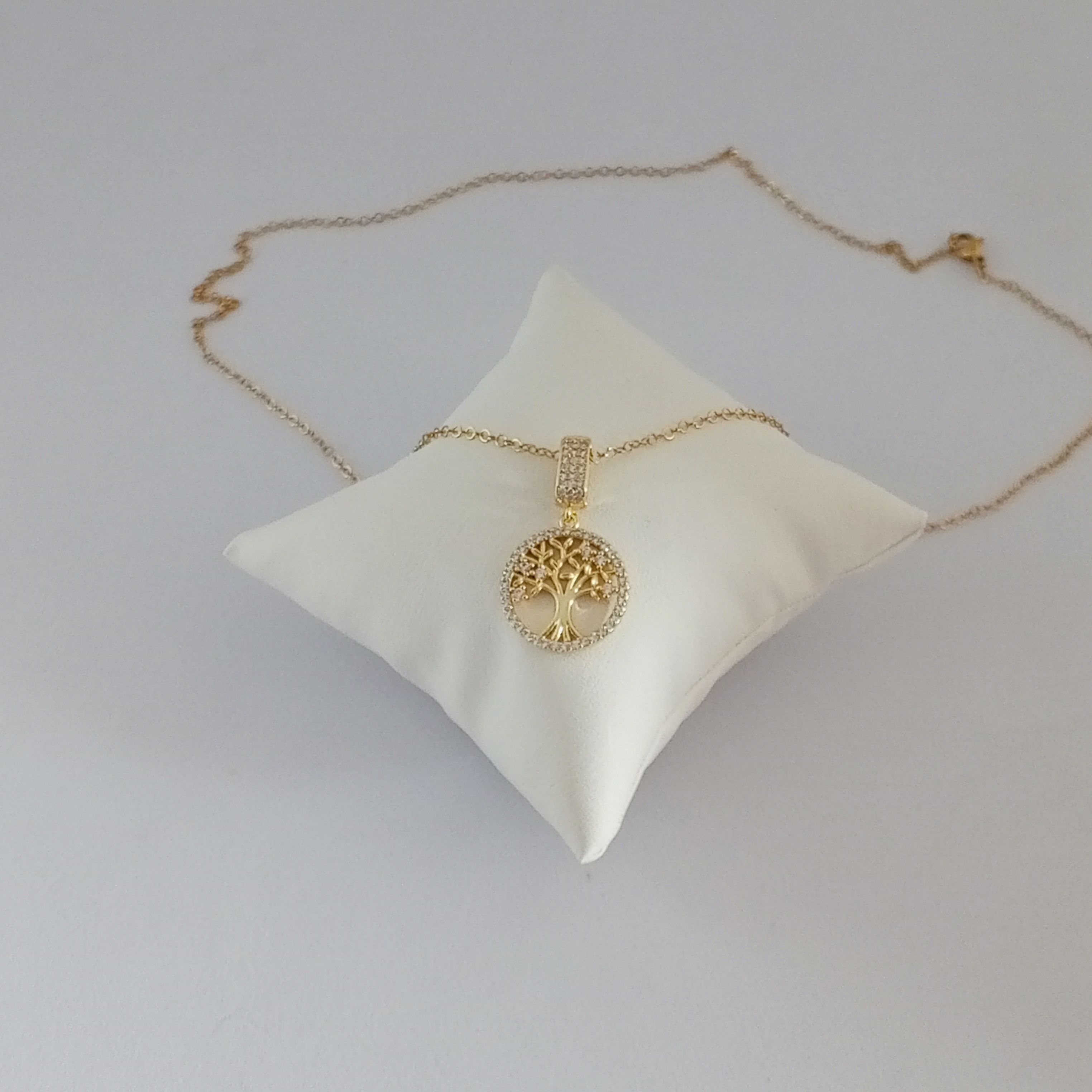 Hayat Ağacı Gold Pirinç Zirkon Taşlı Kolye Anlamlı ve Şık Tasarım 