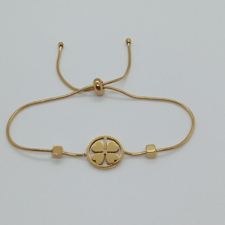 Çelik Gold Asansörlü Yonca Bileklik 