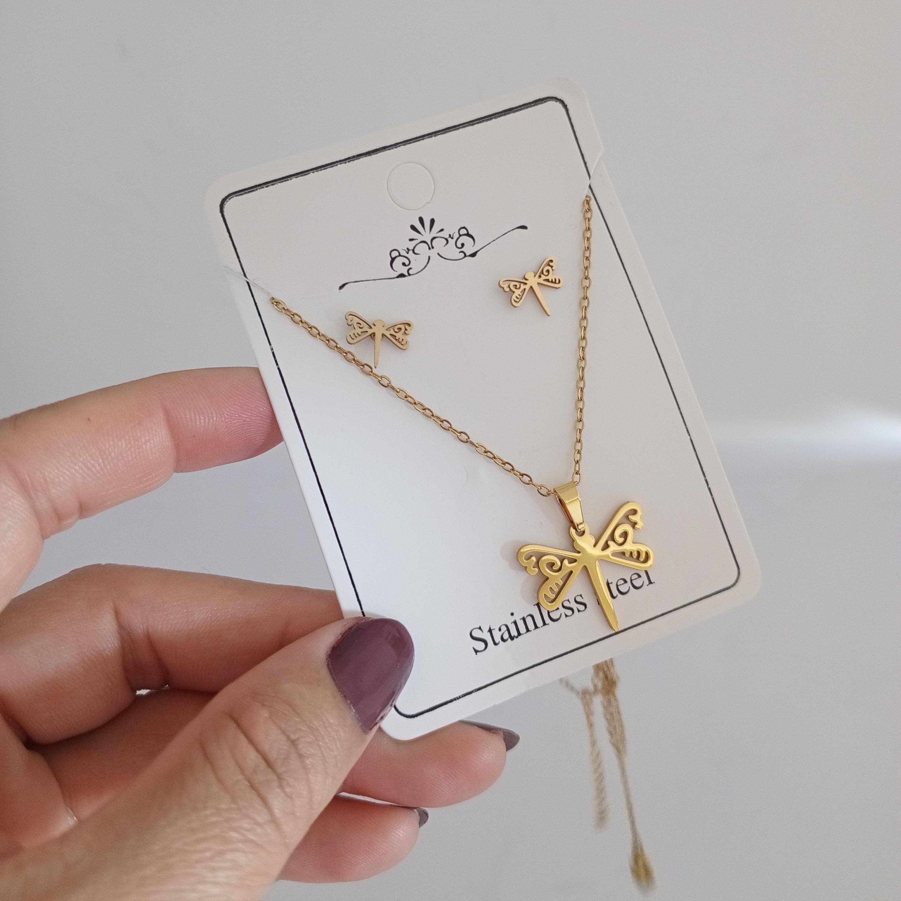 Çelik Gold Yusufçuk kolye küpe seti 