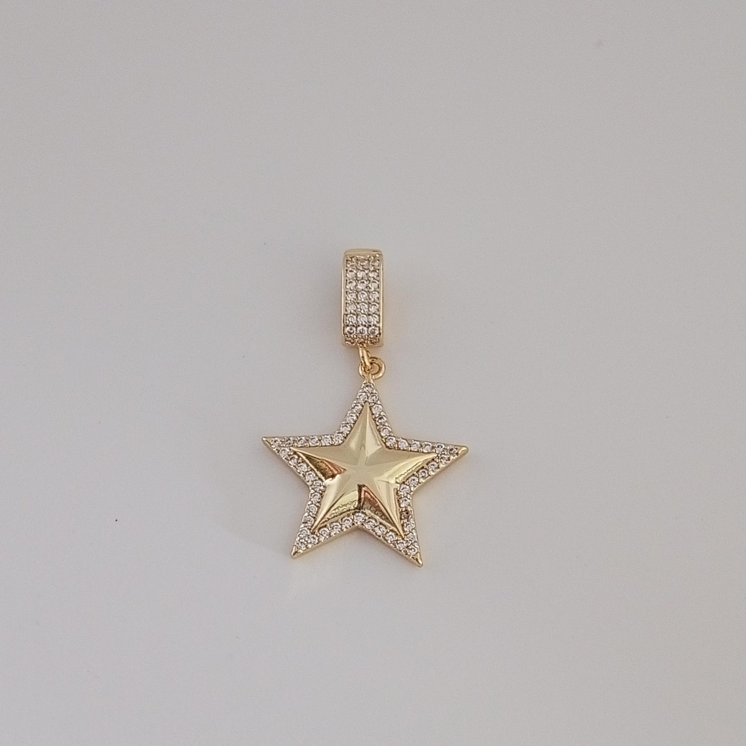 Gold Pirinç Zirkon Taşlı Yıldız Charm