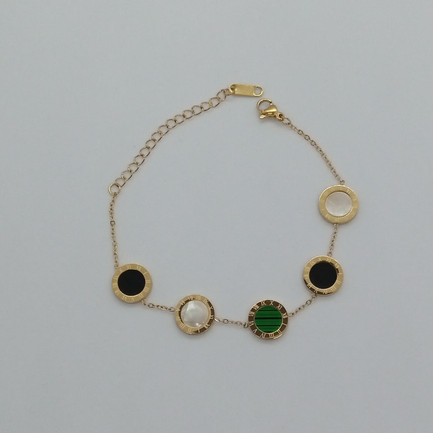 Çelik Gold Renkli Roma Rakamlı Bileklik