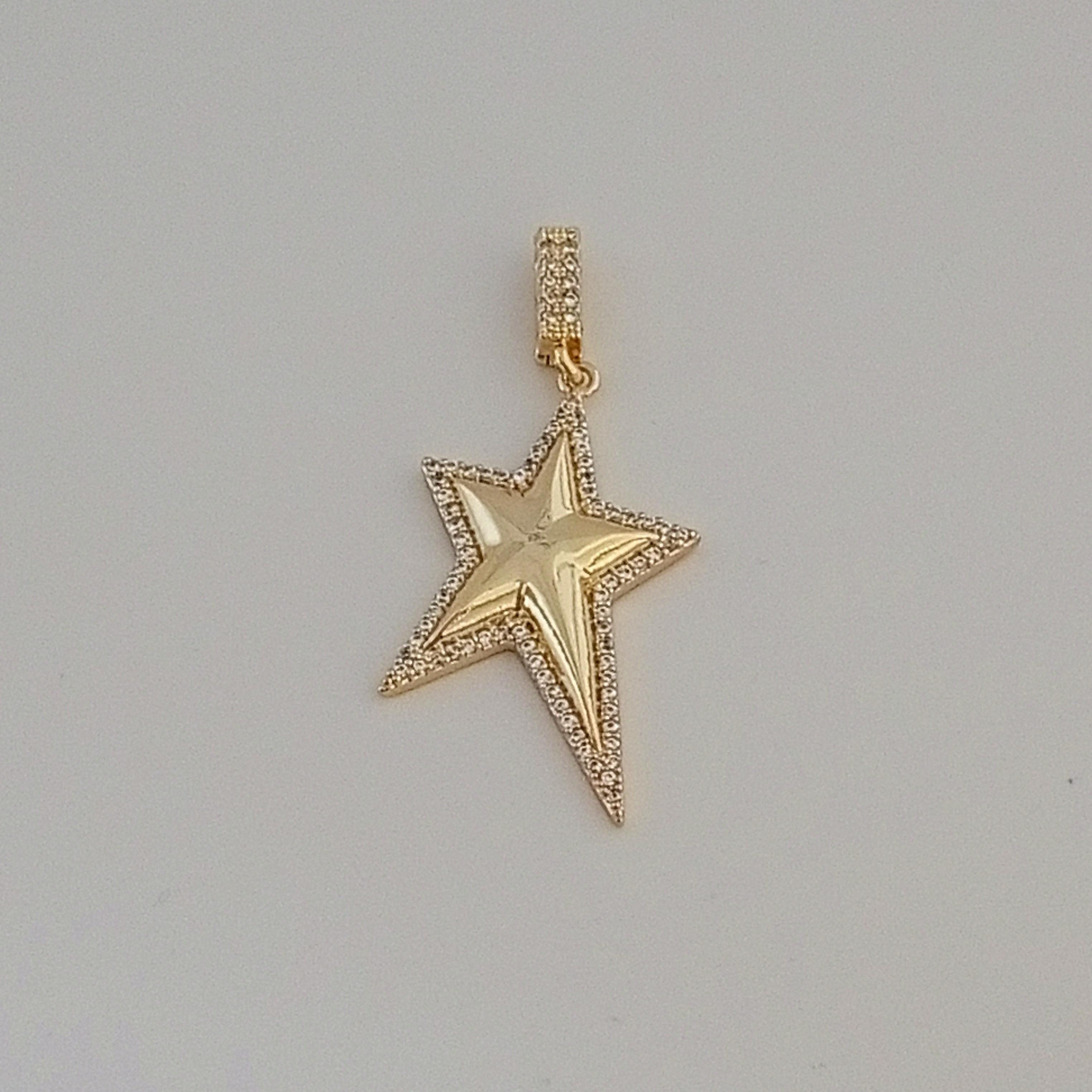 Gold Pirinç Zirkon Taşlı Yıldız Charm 