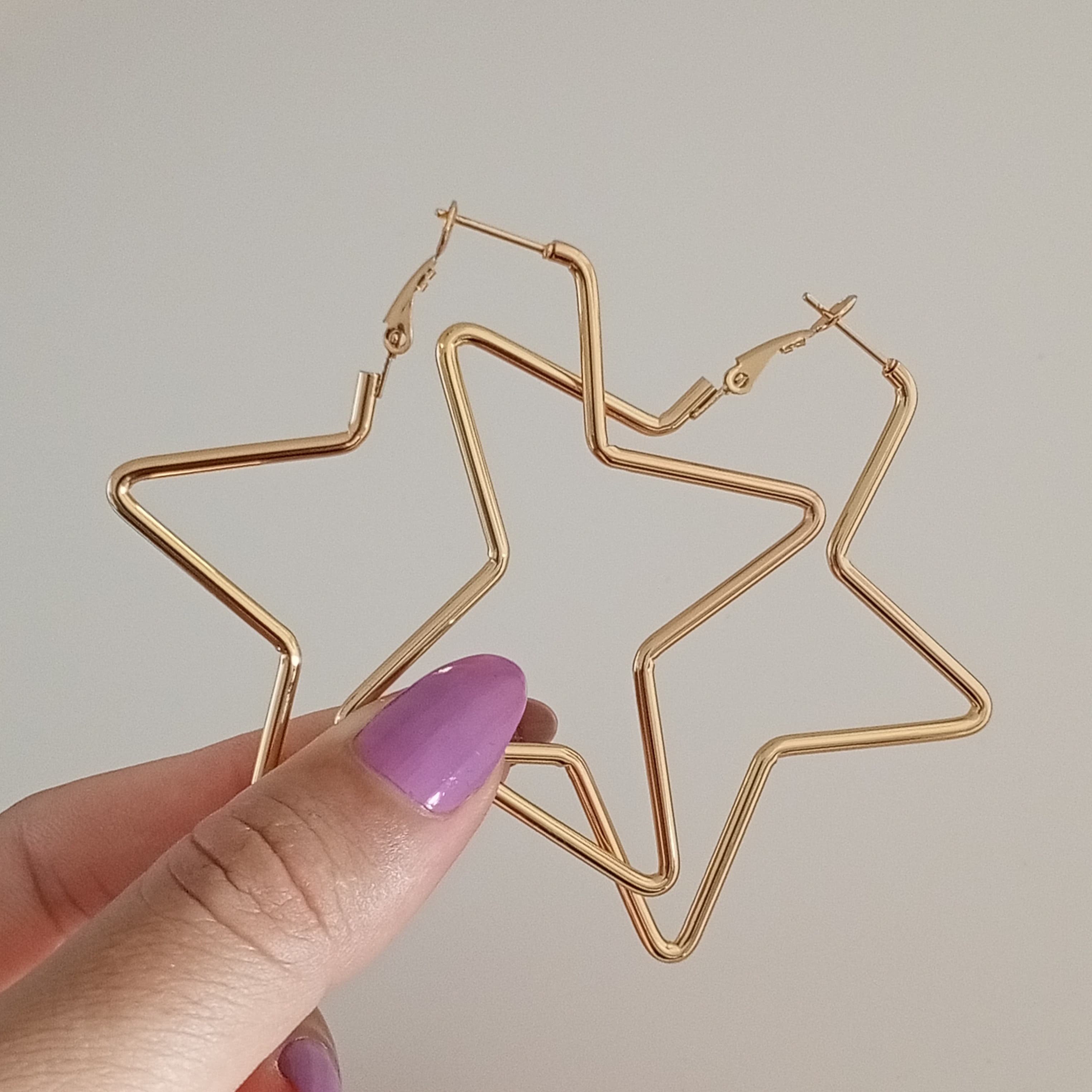 Çelik Gold yıldız Küpe 6.5cm