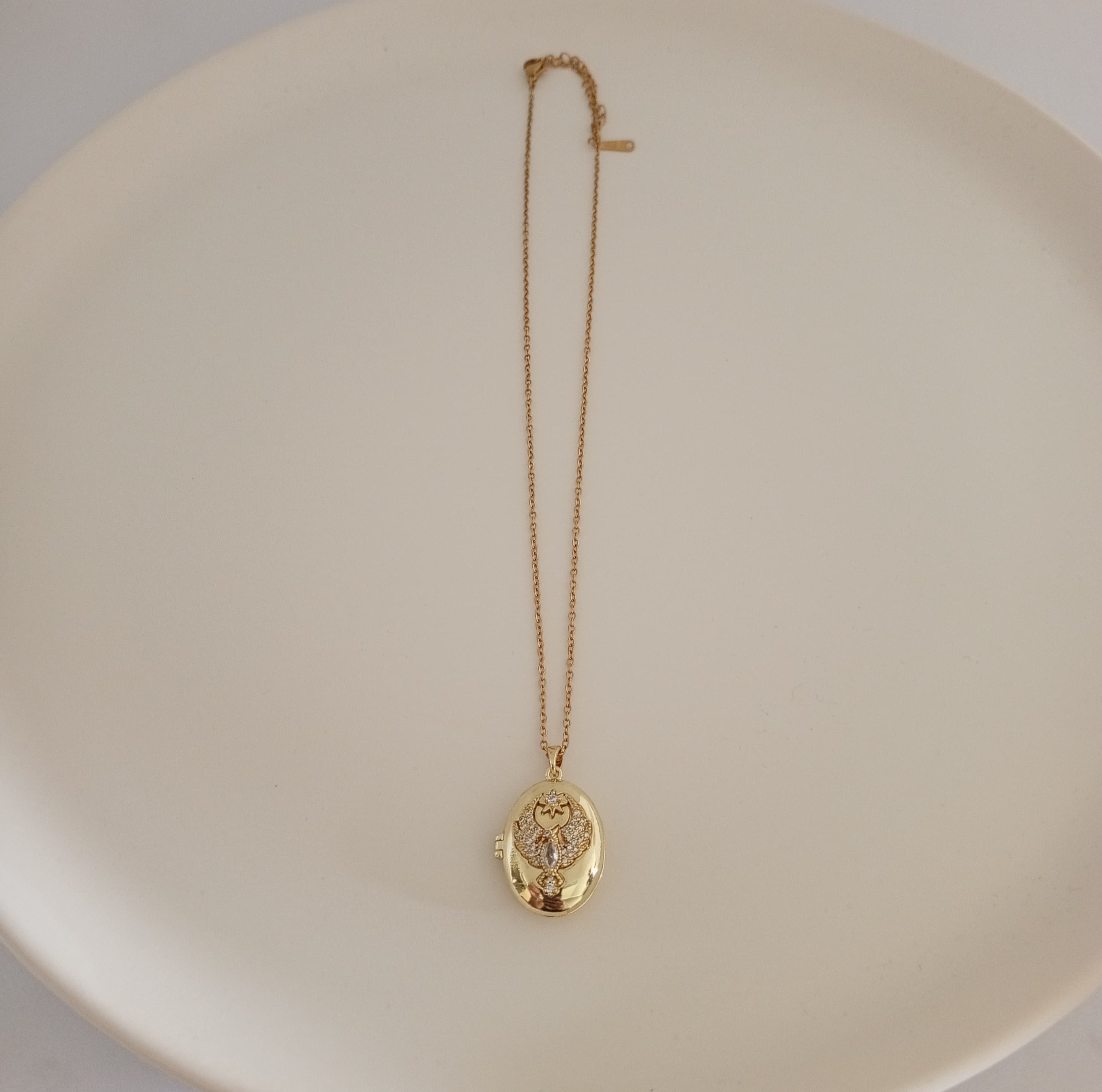 316 Çelik Gold Uzak Şehir Açılan Anka kuşu Kolye Zincir 40.cm+6cm Uç Boy 2cm En 1.5cm