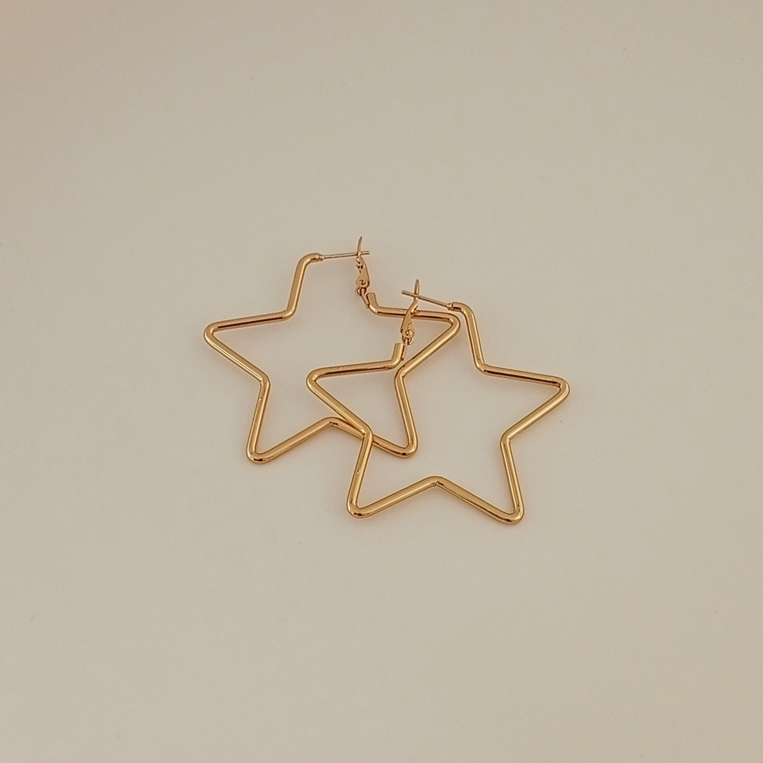Çelik Gold yıldız Küpe 5cm
