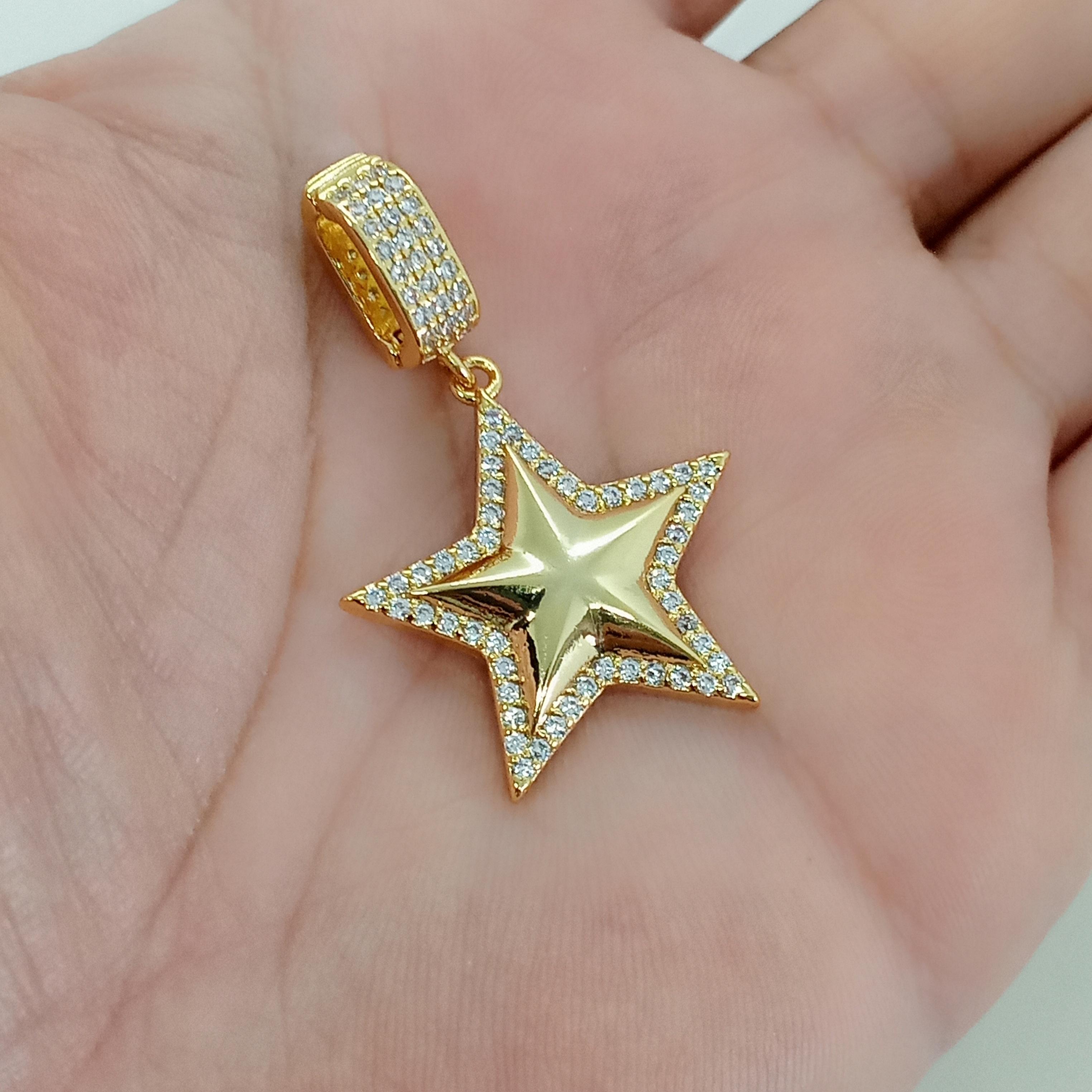 Gold Pirinç Zirkon Taşlı Yıldız Charm
