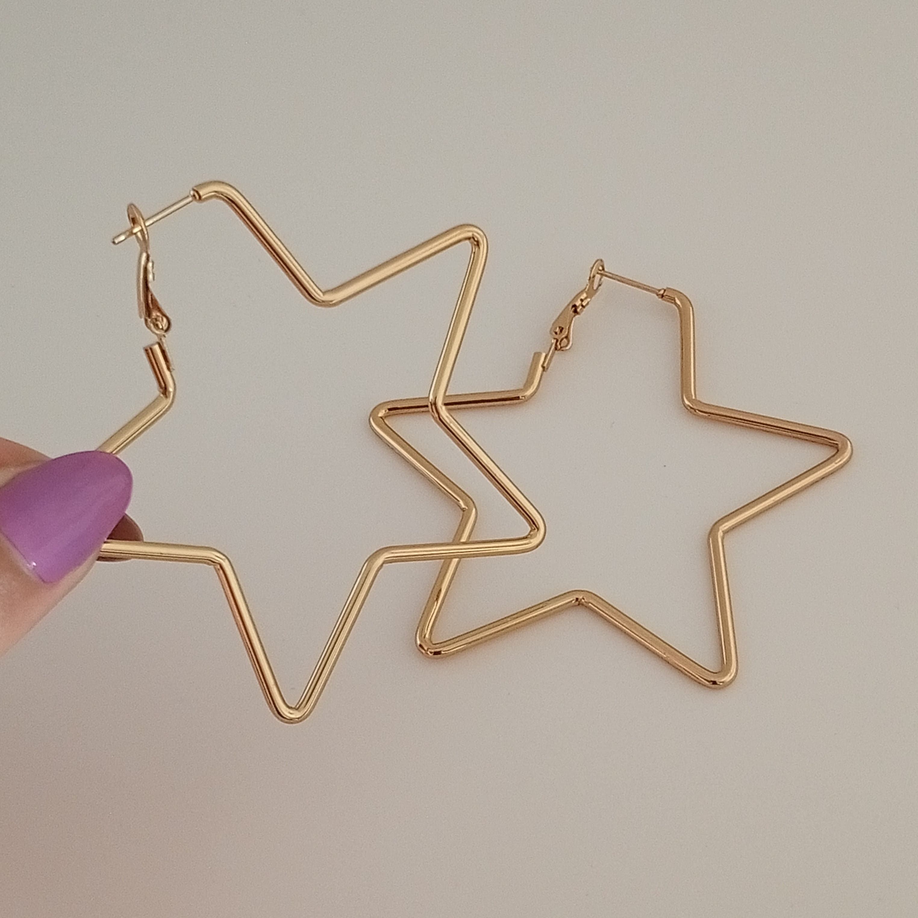 Çelik Gold yıldız Küpe 6.5cm
