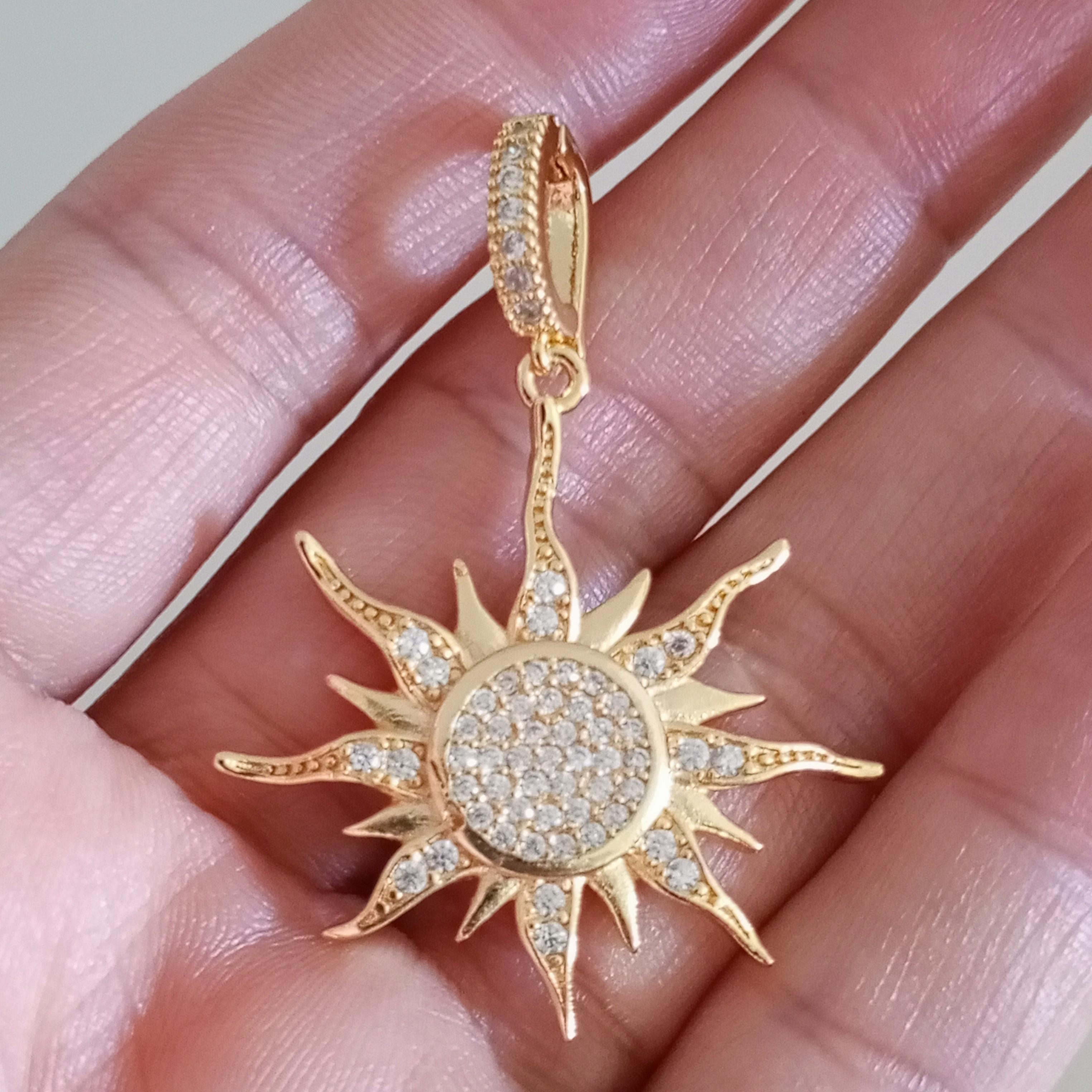 Gold Pirinç Zirkon Taşlı Güneş Charm