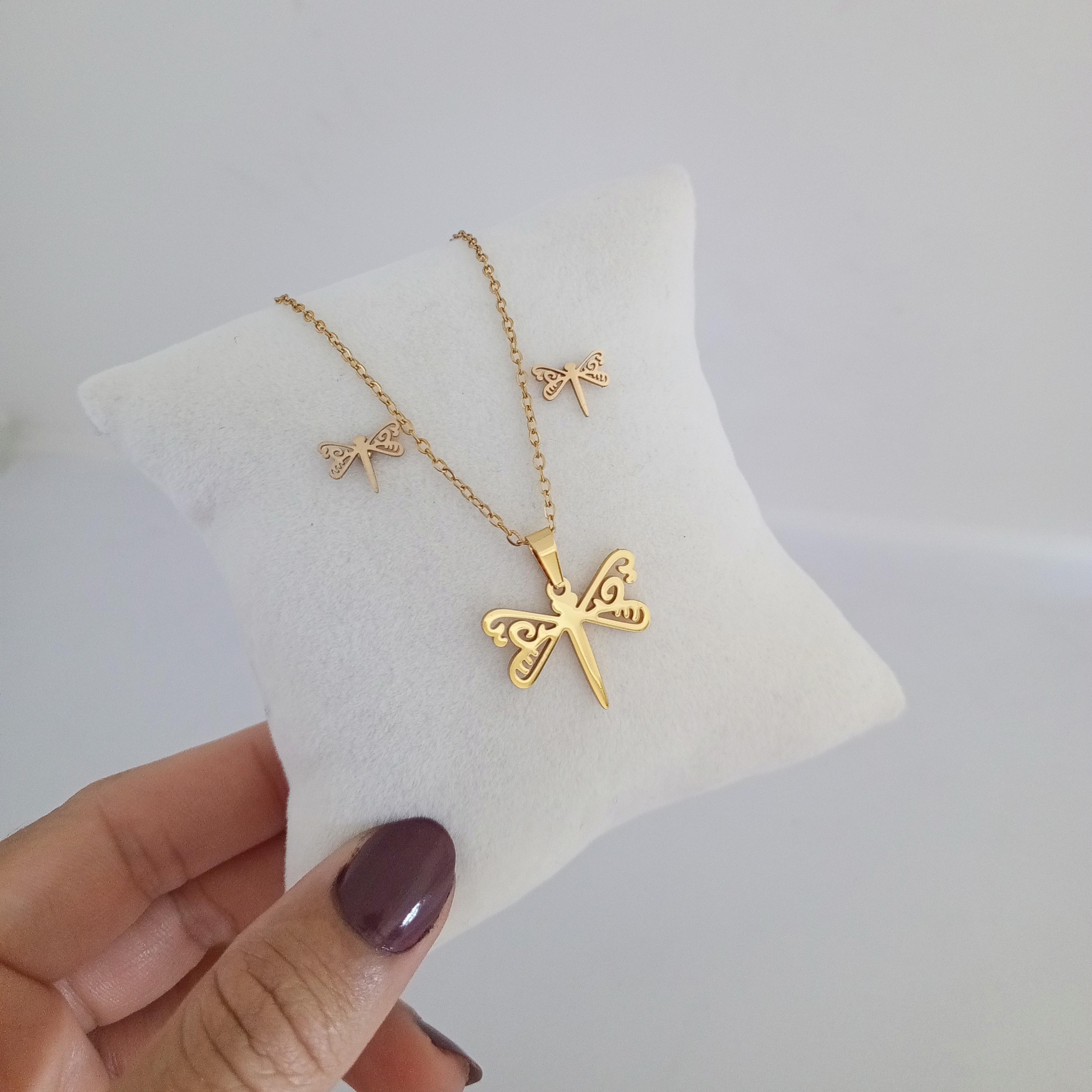 Çelik Gold Yusufçuk kolye küpe seti 