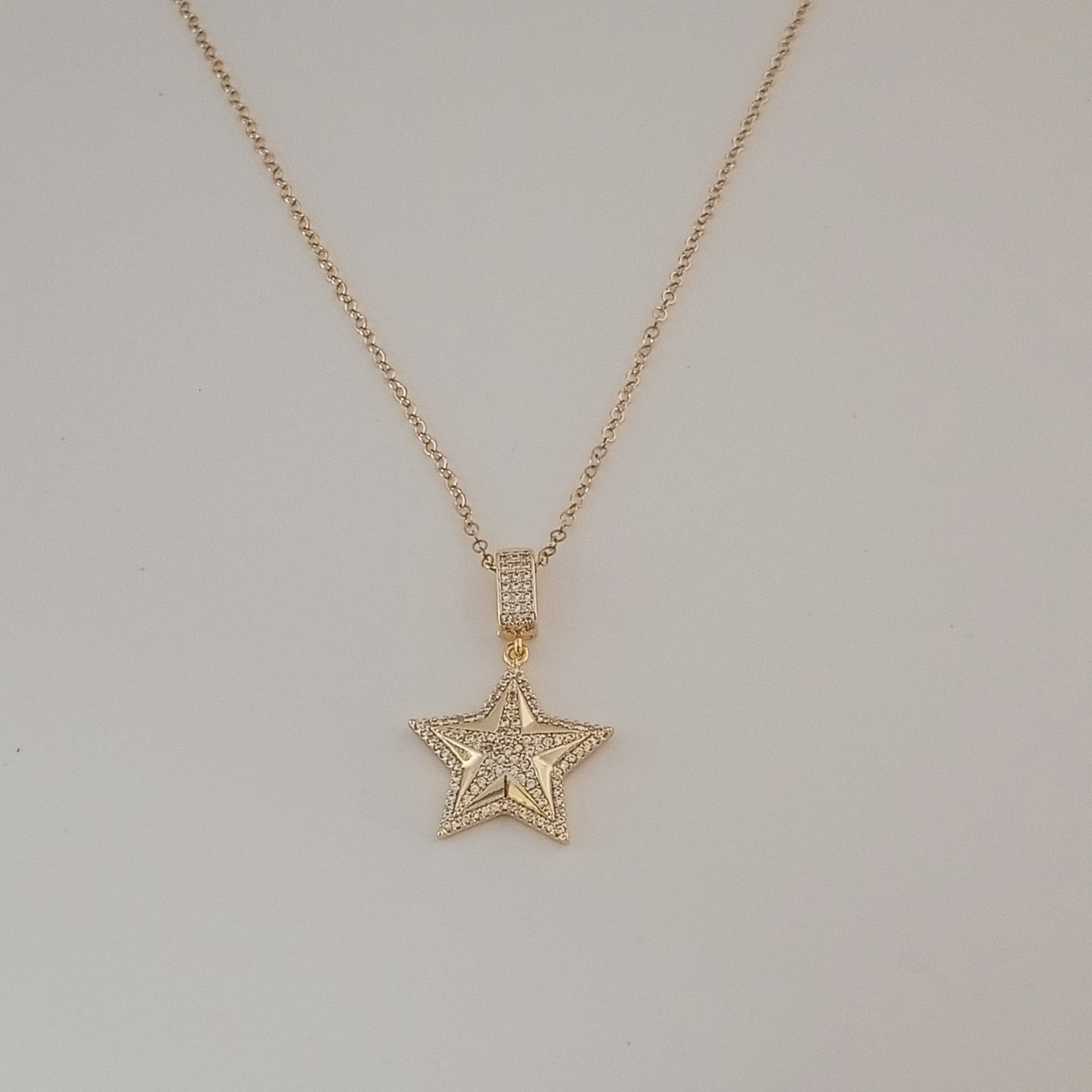 Pirinç Gold Zirkon Taşlı yıldız kolye 